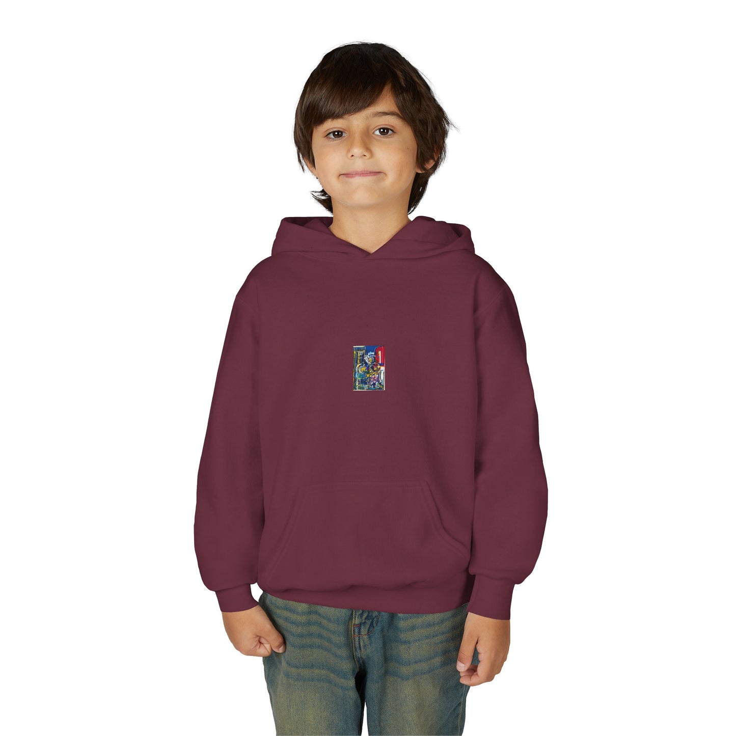 Colorful Youth Hoodie with Artistic Print, Youth Sweatshirt, Trendy Hoodie for Kids, Stylish Hooded Sweatshirt, Gift for Young Artists