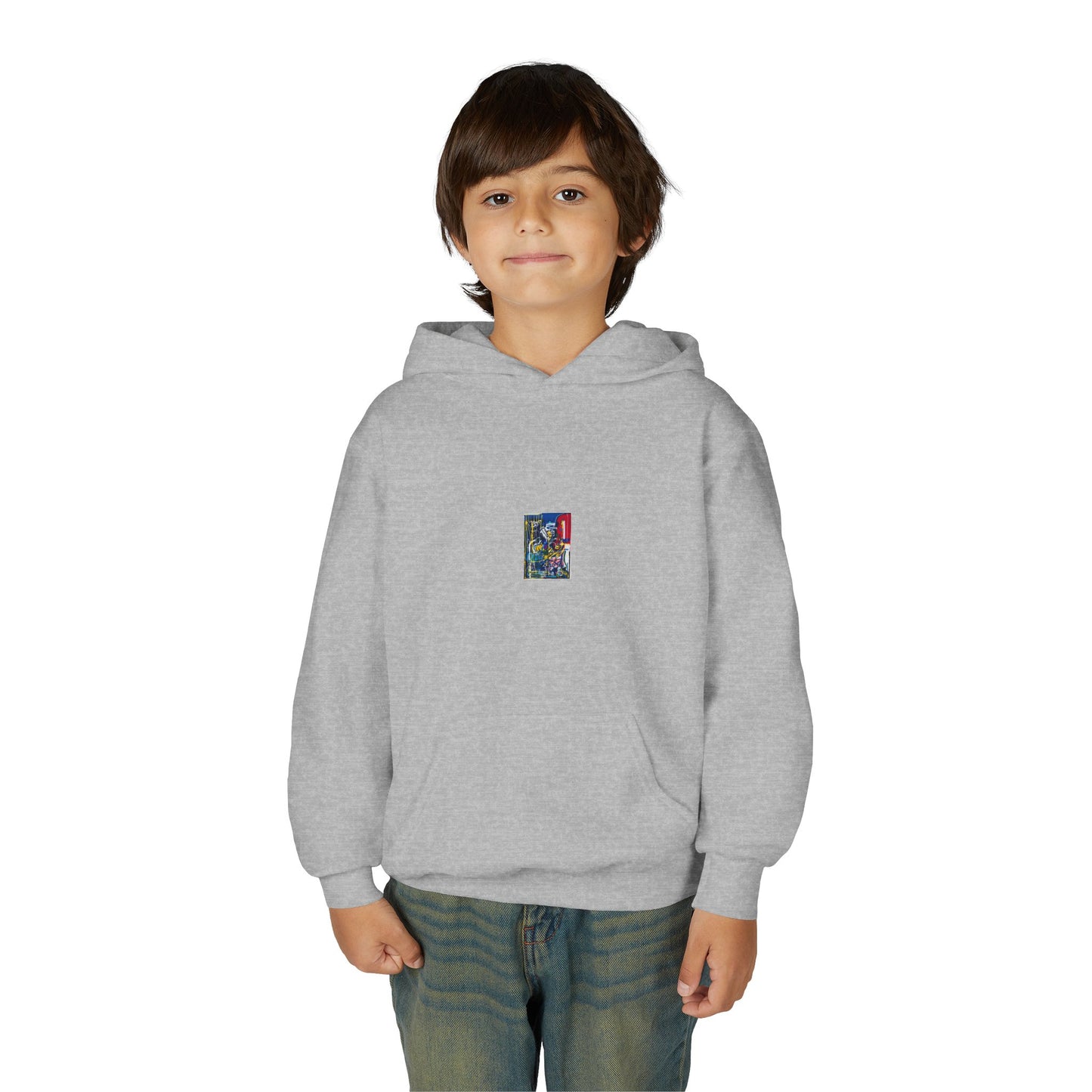 Colorful Youth Hoodie with Artistic Print, Youth Sweatshirt, Trendy Hoodie for Kids, Stylish Hooded Sweatshirt, Gift for Young Artists