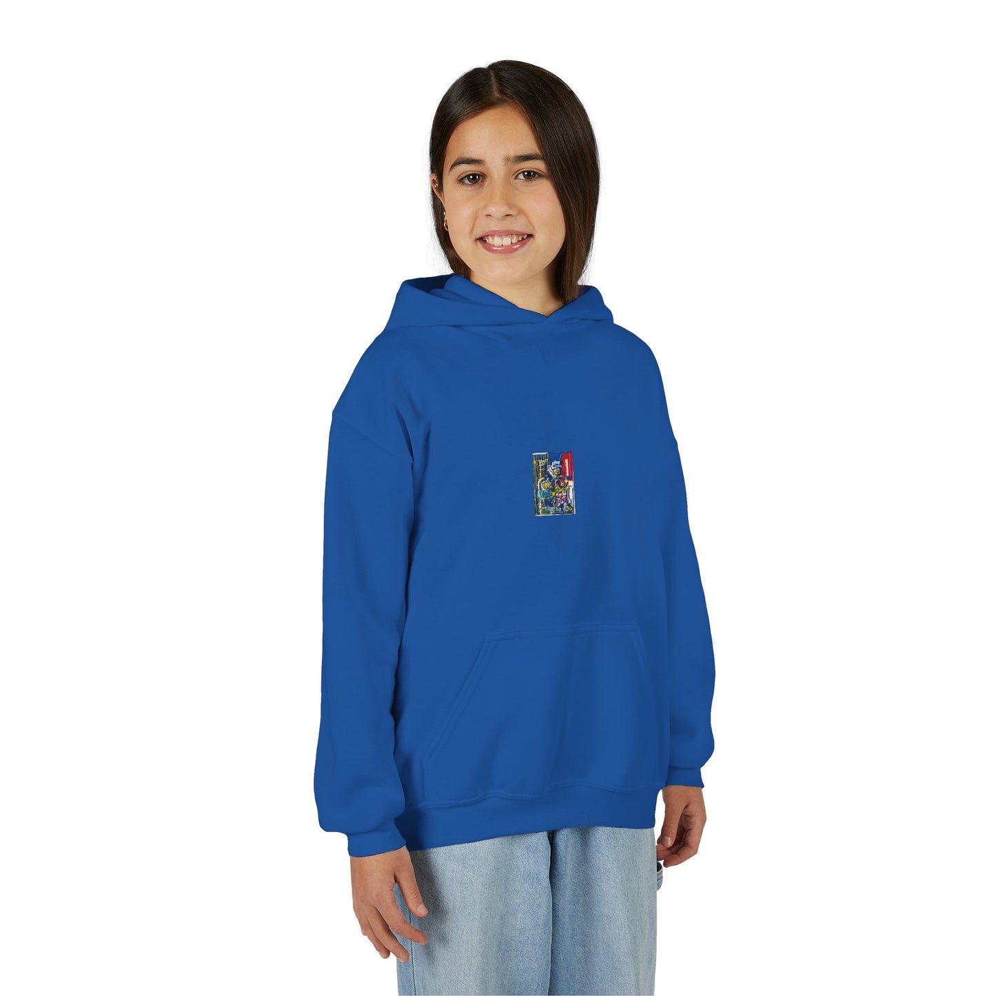 Colorful Youth Hoodie with Artistic Print, Youth Sweatshirt, Trendy Hoodie for Kids, Stylish Hooded Sweatshirt, Gift for Young Artists