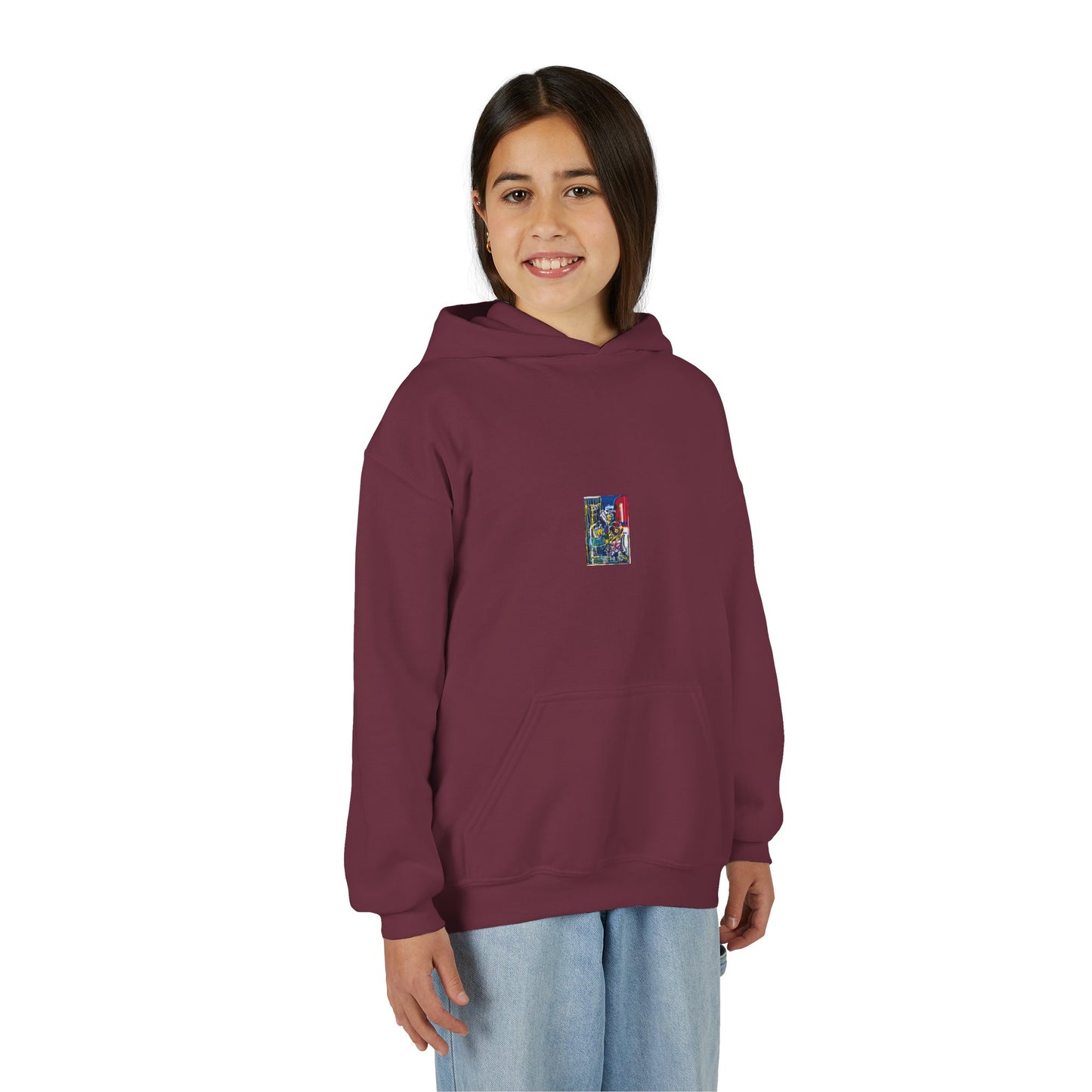 Colorful Youth Hoodie with Artistic Print, Youth Sweatshirt, Trendy Hoodie for Kids, Stylish Hooded Sweatshirt, Gift for Young Artists