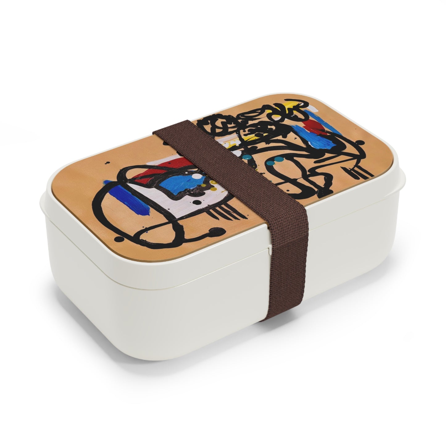 Colorful Bento Lunch Box, Artistic Meal Container, Functional Food Organizer, Unique Gift for Food Lovers, Eco-Friendly Lunchware