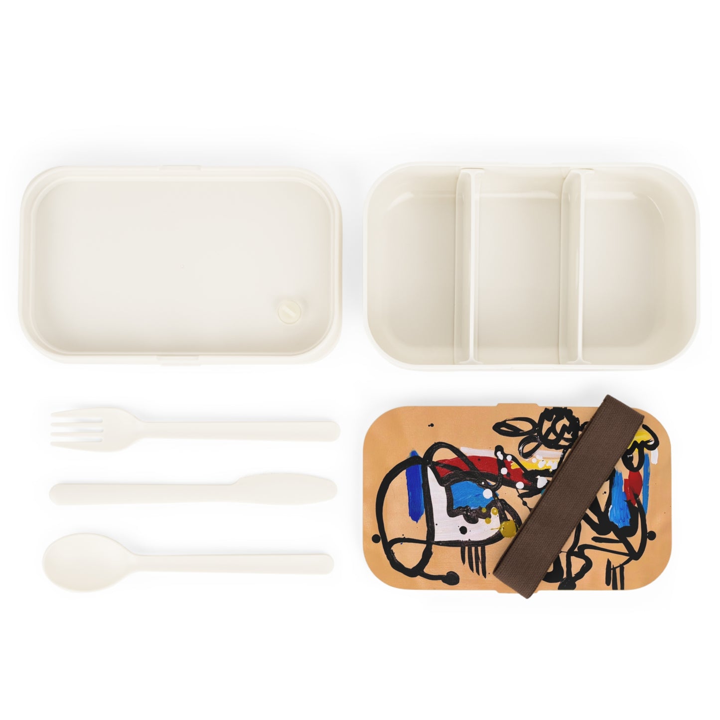 Colorful Bento Lunch Box, Artistic Meal Container, Functional Food Organizer, Unique Gift for Food Lovers, Eco-Friendly Lunchware