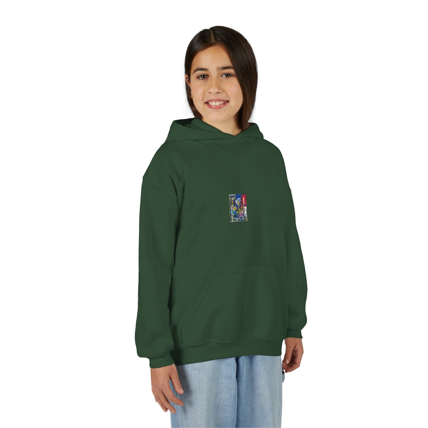 Colorful Youth Hoodie with Artistic Print, Youth Sweatshirt, Trendy Hoodie for Kids, Stylish Hooded Sweatshirt, Gift for Young Artists