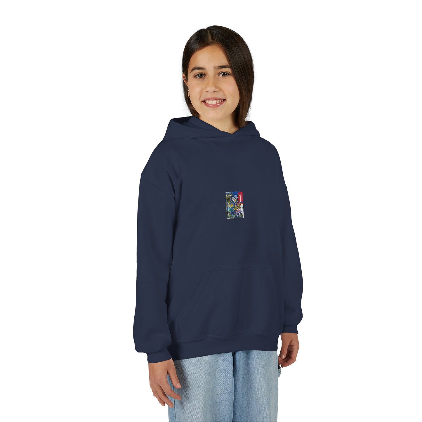 Colorful Youth Hoodie with Artistic Print, Youth Sweatshirt, Trendy Hoodie for Kids, Stylish Hooded Sweatshirt, Gift for Young Artists
