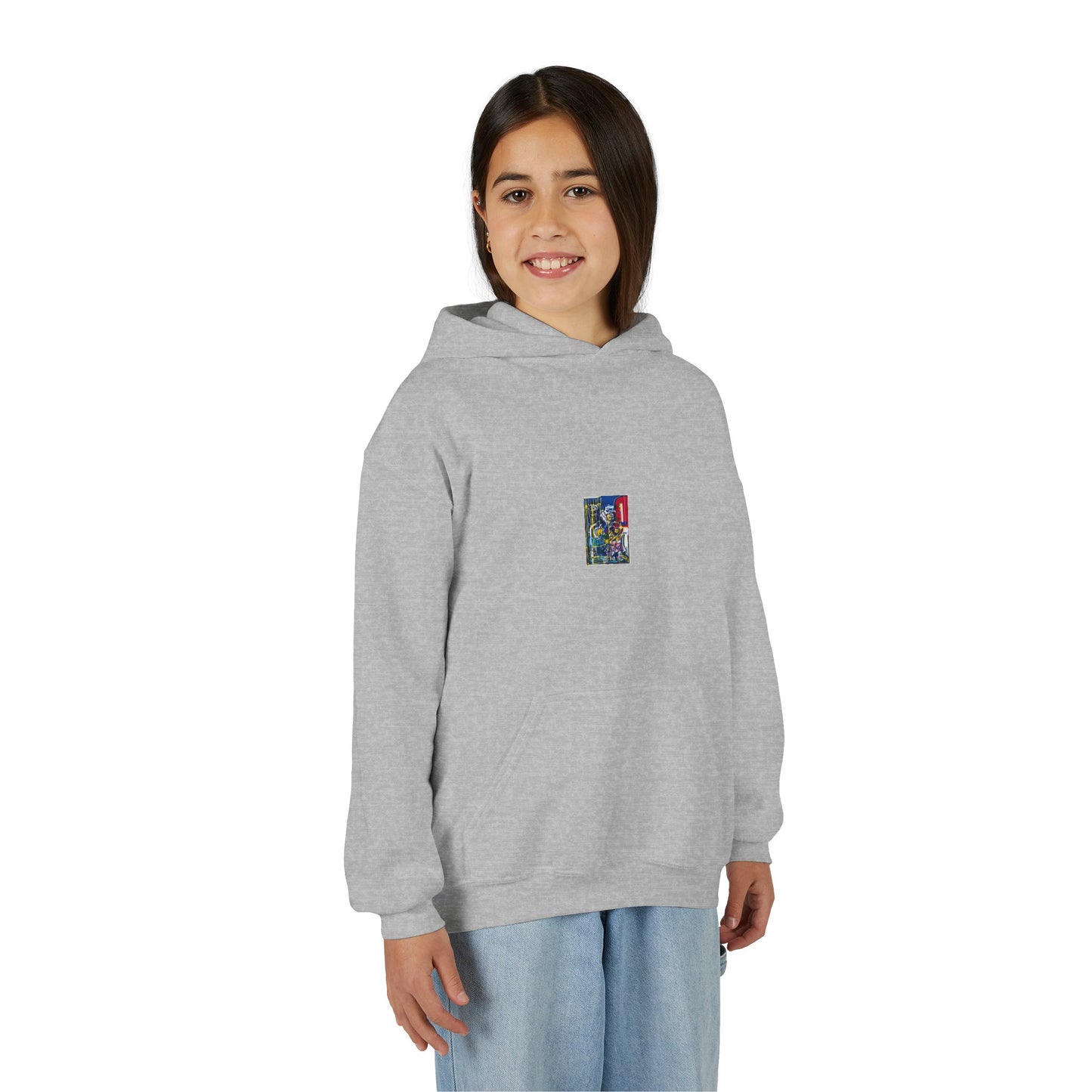 Colorful Youth Hoodie with Artistic Print, Youth Sweatshirt, Trendy Hoodie for Kids, Stylish Hooded Sweatshirt, Gift for Young Artists