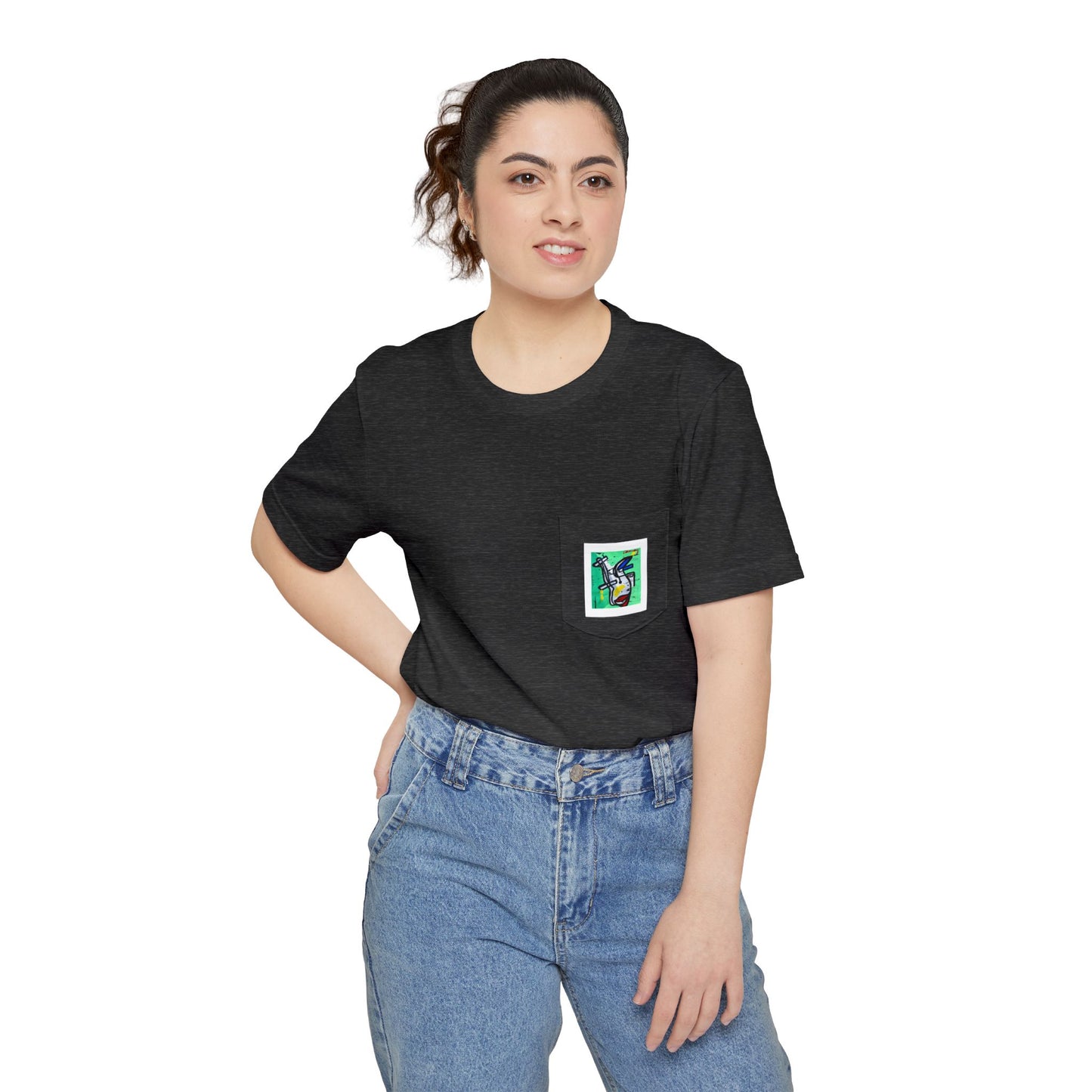 “Little Monster Tee”Colorful Graphic Pocket T-shirt, Casual Tee, Unisex Shirt, Summer Outfit, Gift for Him/Her, Stylish Pocket Tee