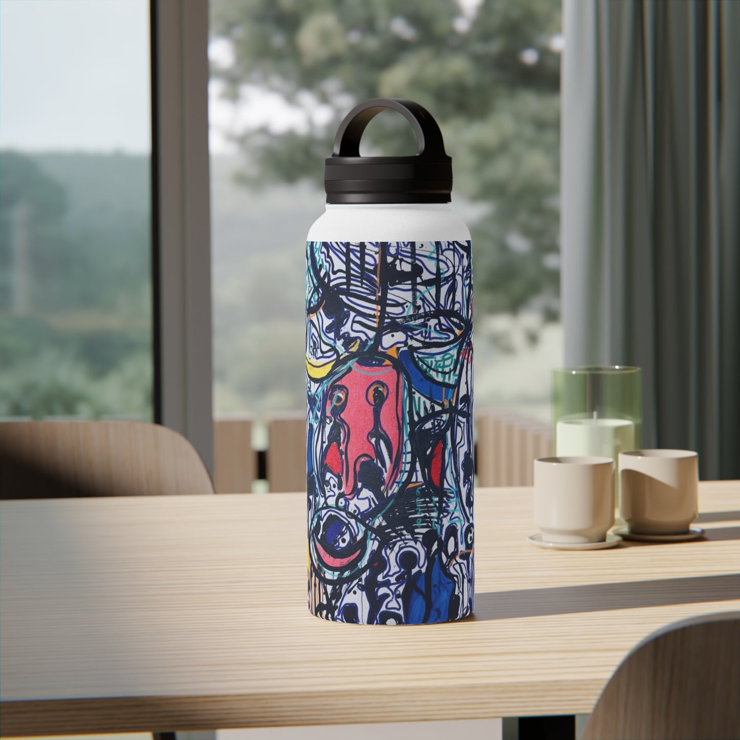 Stainless Steel Water Bottle, Handle Lid