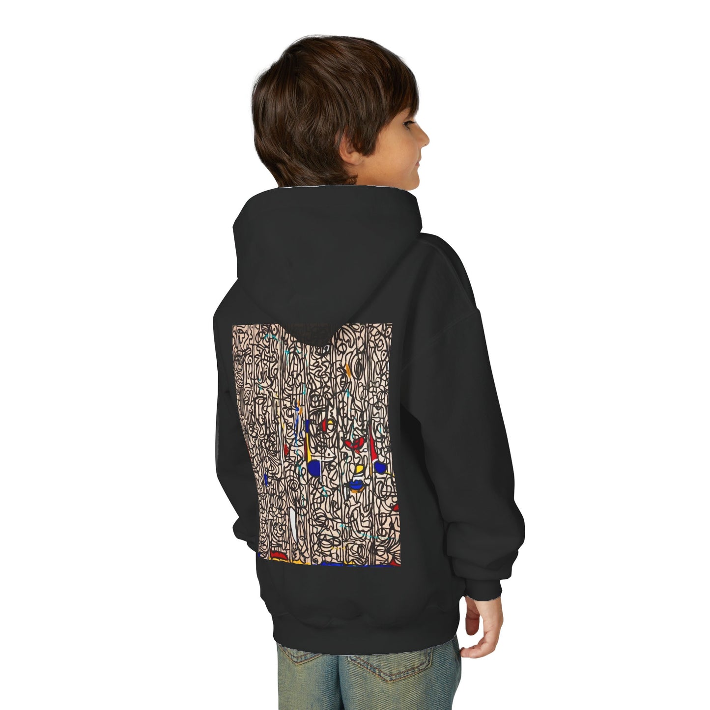 Colorful Abstract Youth Hoodie, Artistic Kids Sweatshirt, Unique Gift for Teens, Trendy Casual Wear, Perfect for Art Lovers, Kids' Fashion