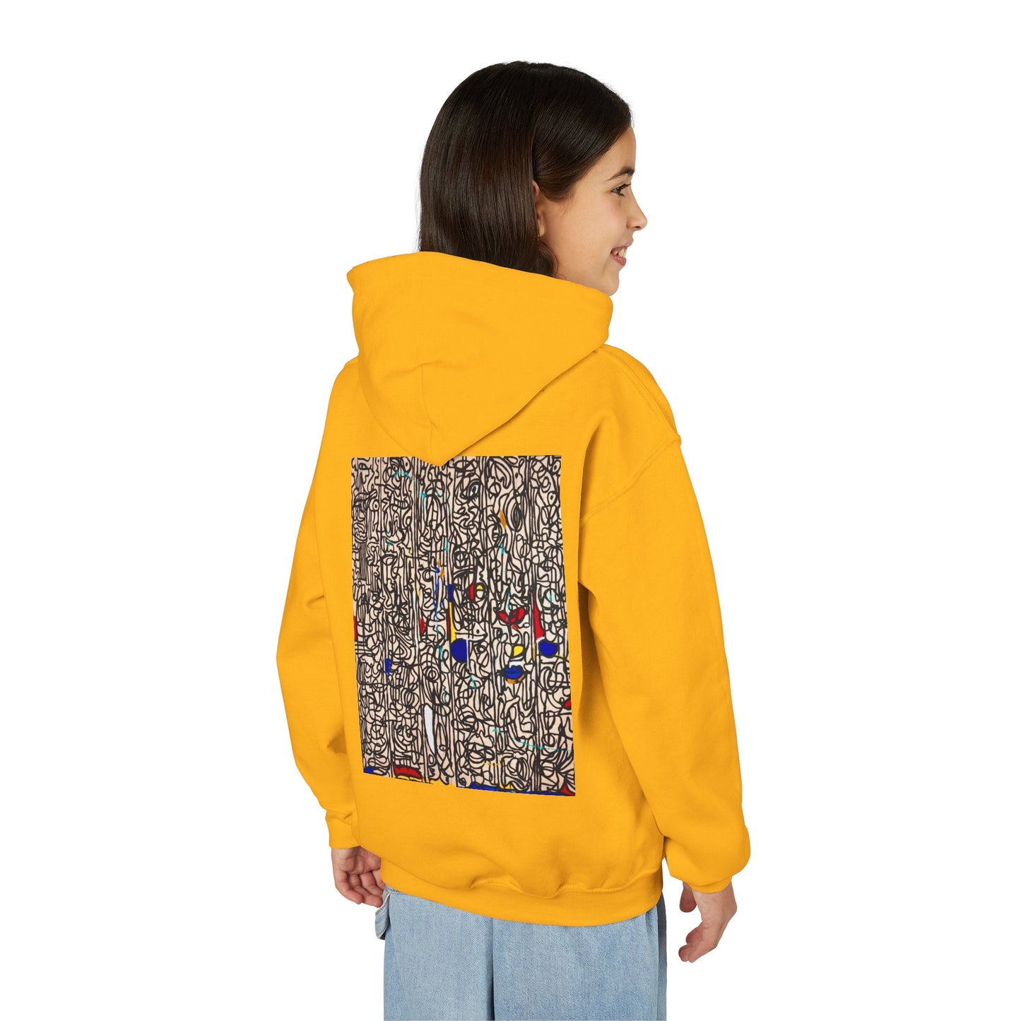 Colorful Abstract Youth Hoodie, Artistic Kids Sweatshirt, Unique Gift for Teens, Trendy Casual Wear, Perfect for Art Lovers, Kids' Fashion