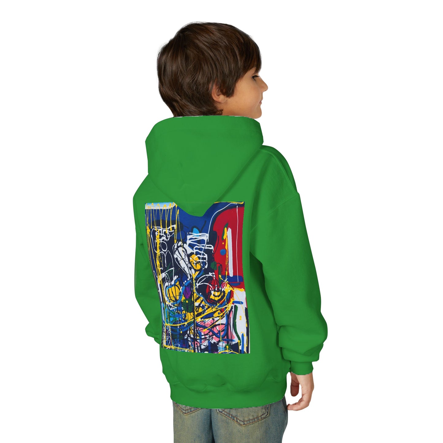Colorful Youth Hoodie with Artistic Print, Youth Sweatshirt, Trendy Hoodie for Kids, Stylish Hooded Sweatshirt, Gift for Young Artists