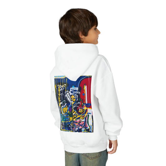 Colorful Youth Hoodie with Artistic Print, Youth Sweatshirt, Trendy Hoodie for Kids, Stylish Hooded Sweatshirt, Gift for Young Artists