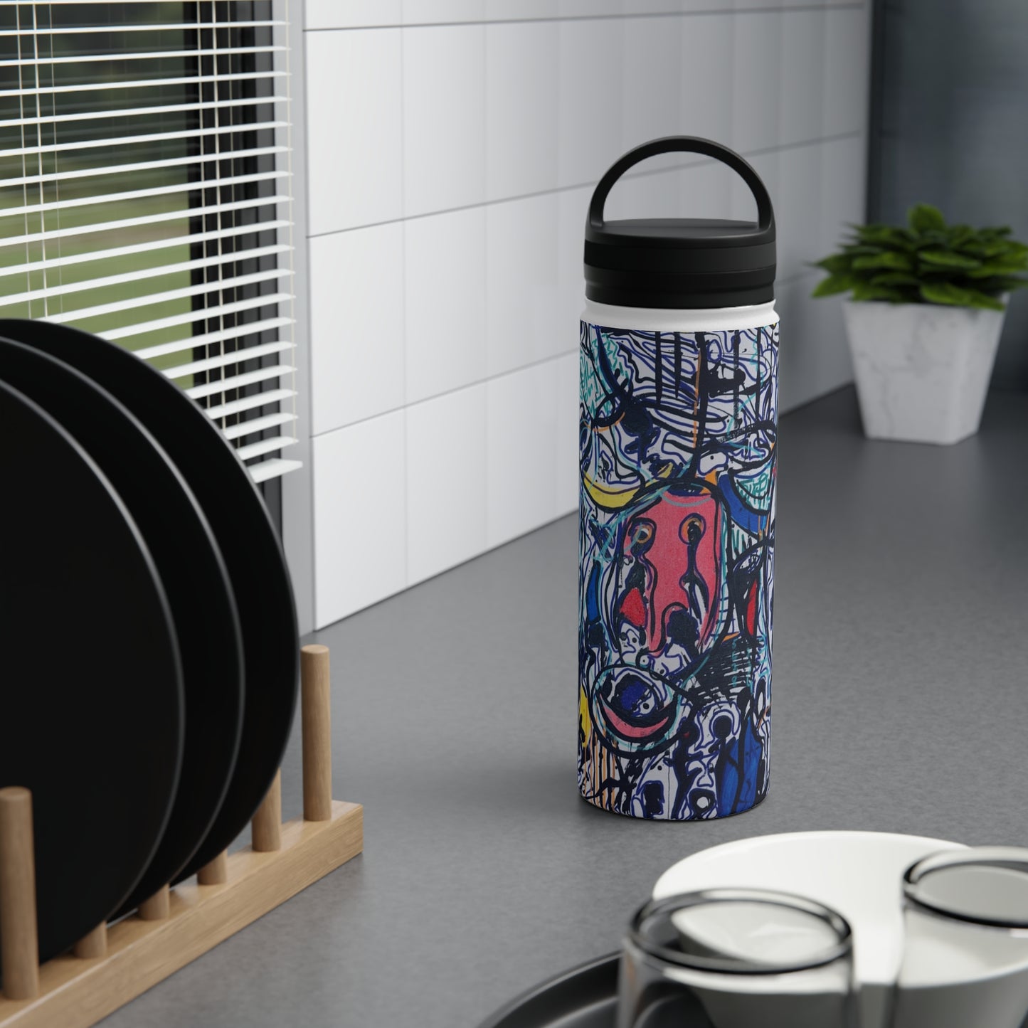 Stainless Steel Water Bottle, Handle Lid