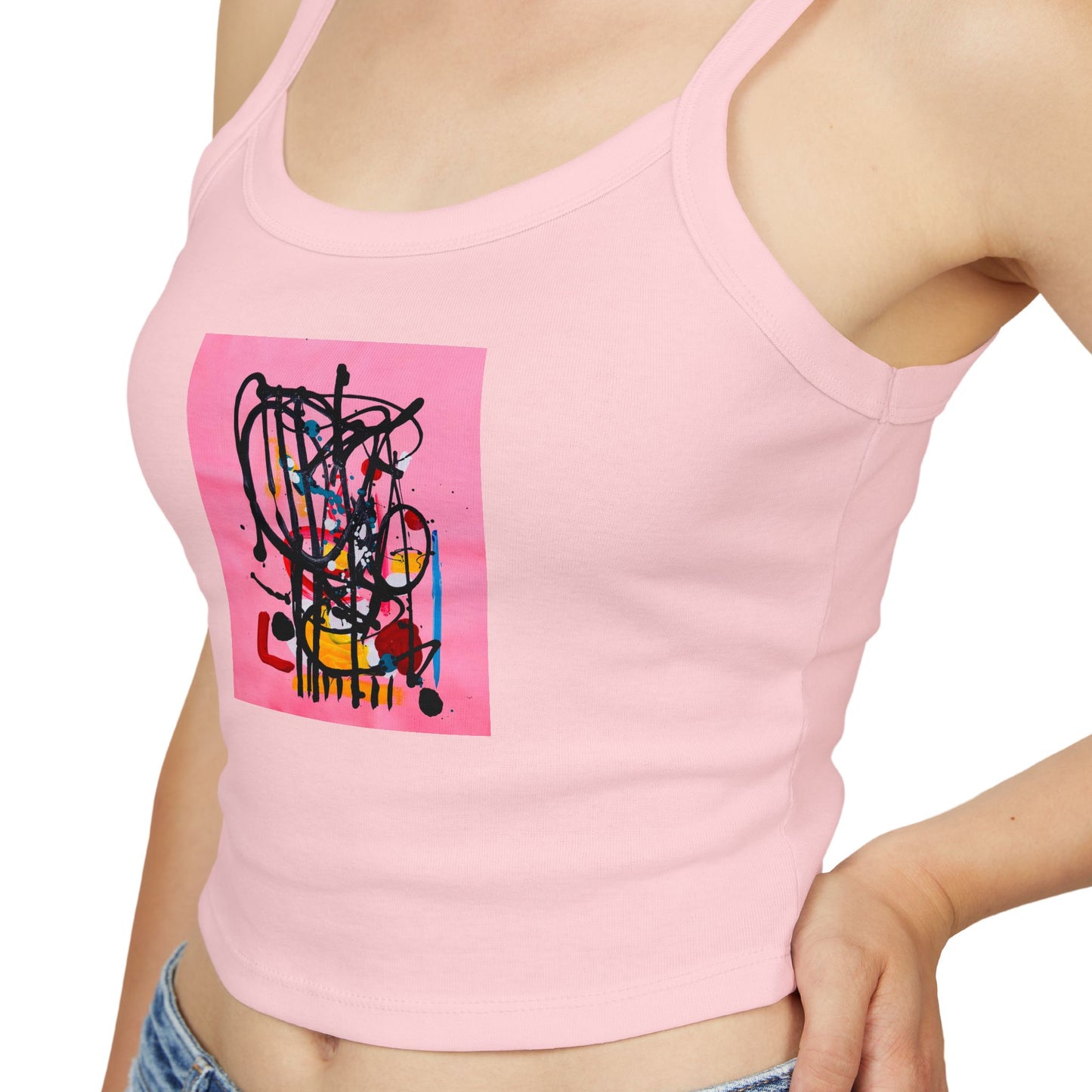 Colorful Art-Inspired Women's Spaghetti Strap Tank Top, Summer Fashion, Festival Wear, Perfect for Casual Outings, Gift for Art [...]