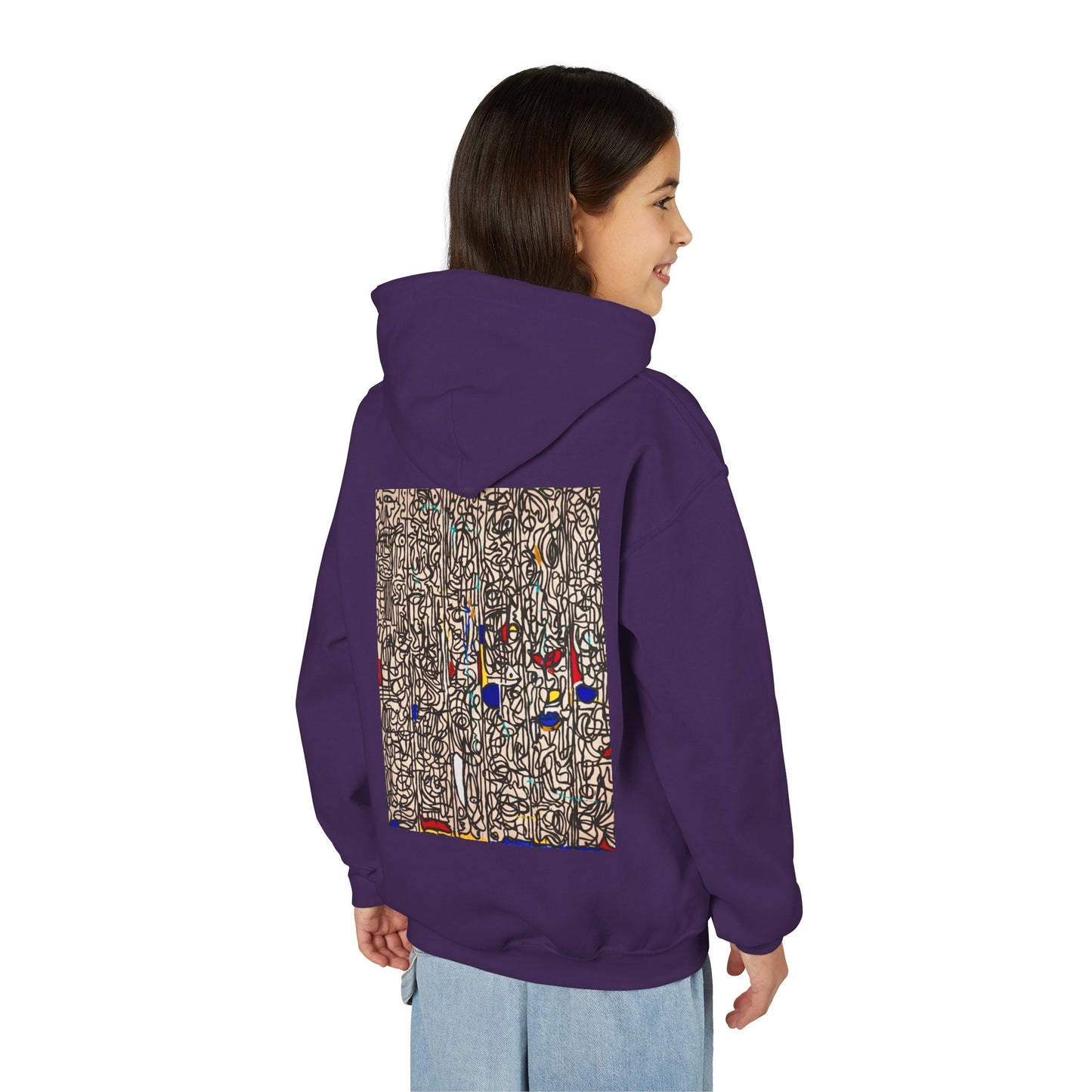 Colorful Abstract Youth Hoodie, Artistic Kids Sweatshirt, Unique Gift for Teens, Trendy Casual Wear, Perfect for Art Lovers, Kids' Fashion