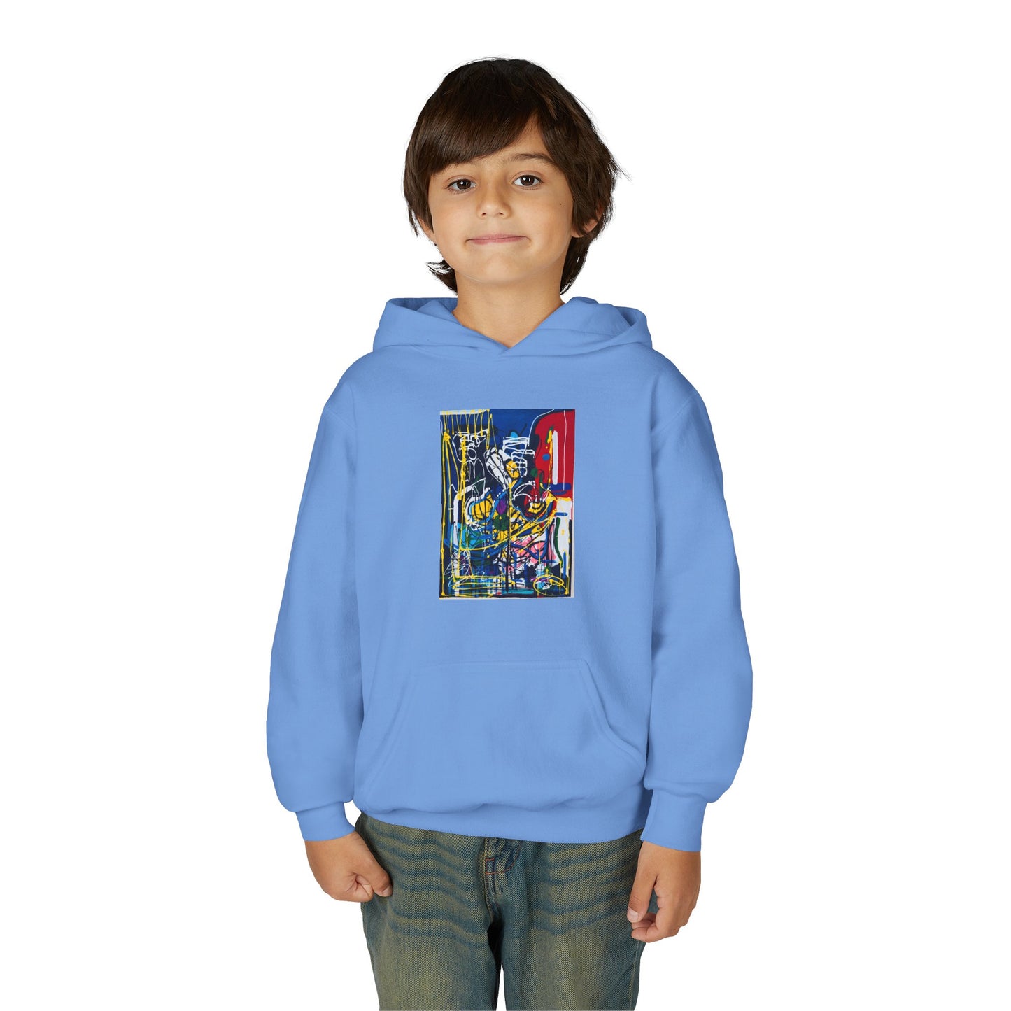 Colorful Youth Hoodie with Artistic Print, Youth Sweatshirt, Trendy Hoodie for Kids, Stylish Hooded Sweatshirt, Gift for Young Artists