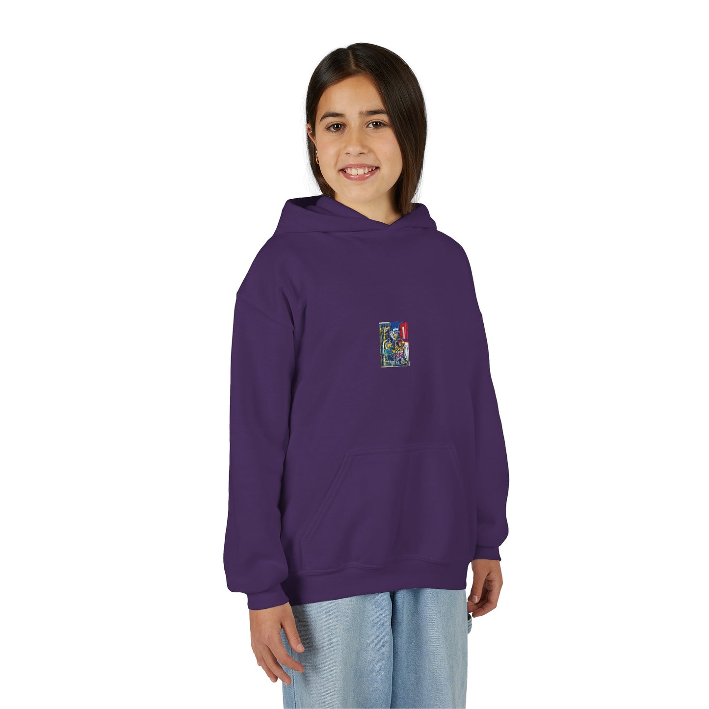 Colorful Youth Hoodie with Artistic Print, Youth Sweatshirt, Trendy Hoodie for Kids, Stylish Hooded Sweatshirt, Gift for Young Artists