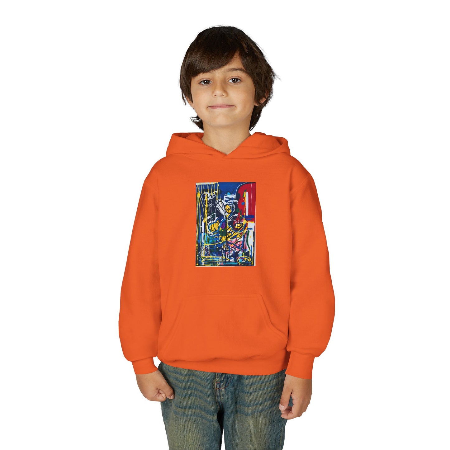 Colorful Youth Hoodie with Artistic Print, Youth Sweatshirt, Trendy Hoodie for Kids, Stylish Hooded Sweatshirt, Gift for Young Artists