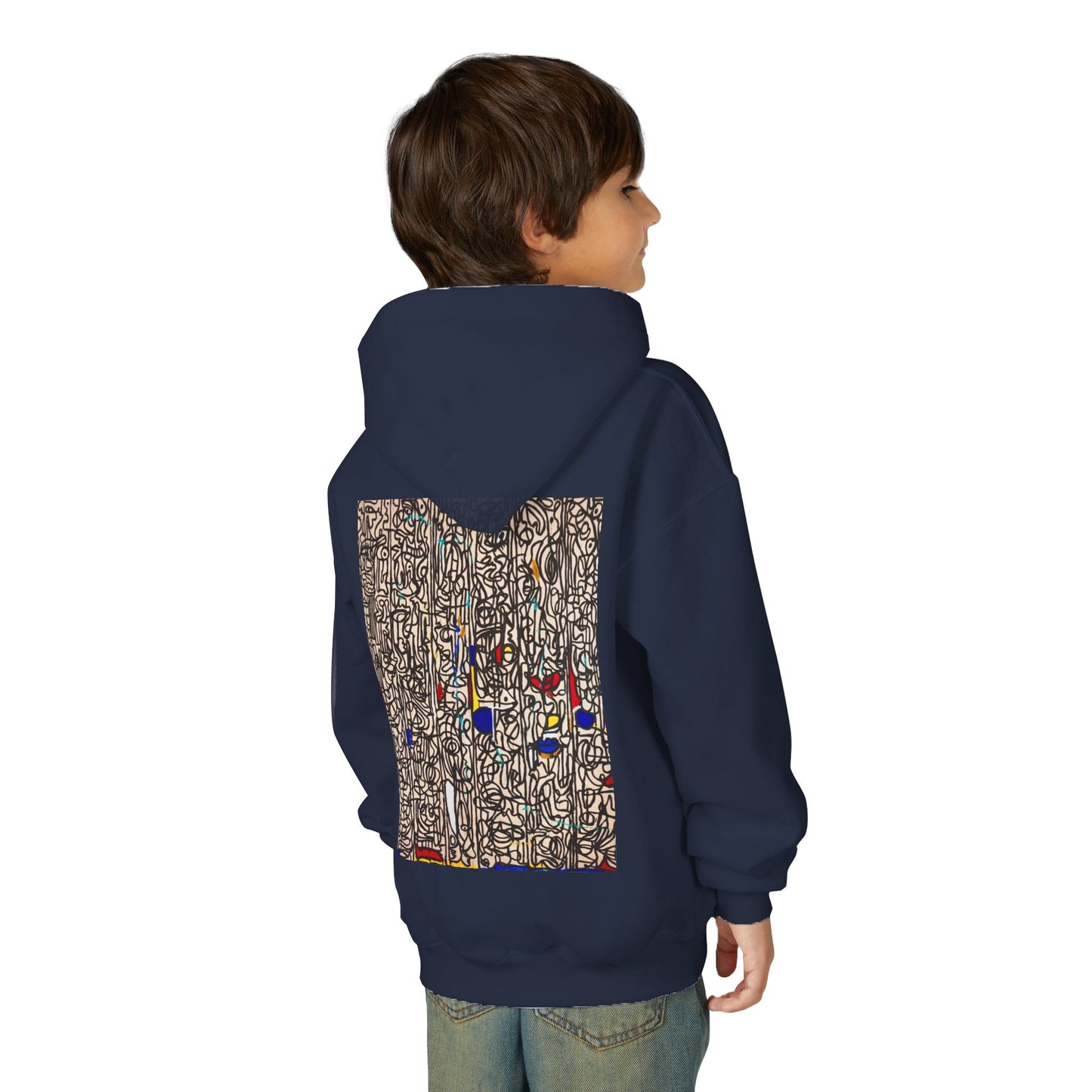 Colorful Abstract Youth Hoodie, Artistic Kids Sweatshirt, Unique Gift for Teens, Trendy Casual Wear, Perfect for Art Lovers, Kids' Fashion