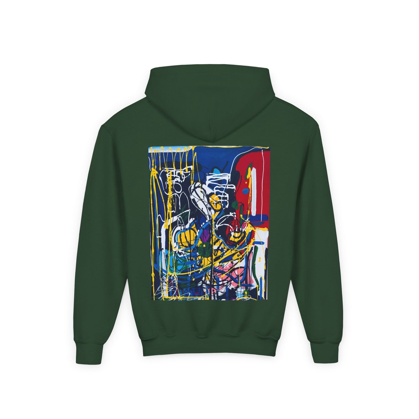 Colorful Youth Hoodie with Artistic Print, Youth Sweatshirt, Trendy Hoodie for Kids, Stylish Hooded Sweatshirt, Gift for Young Artists