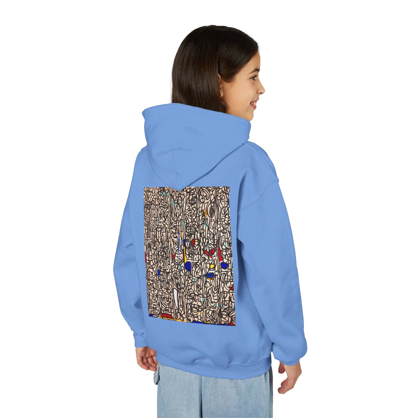 Colorful Abstract Youth Hoodie, Artistic Kids Sweatshirt, Unique Gift for Teens, Trendy Casual Wear, Perfect for Art Lovers, Kids' Fashion
