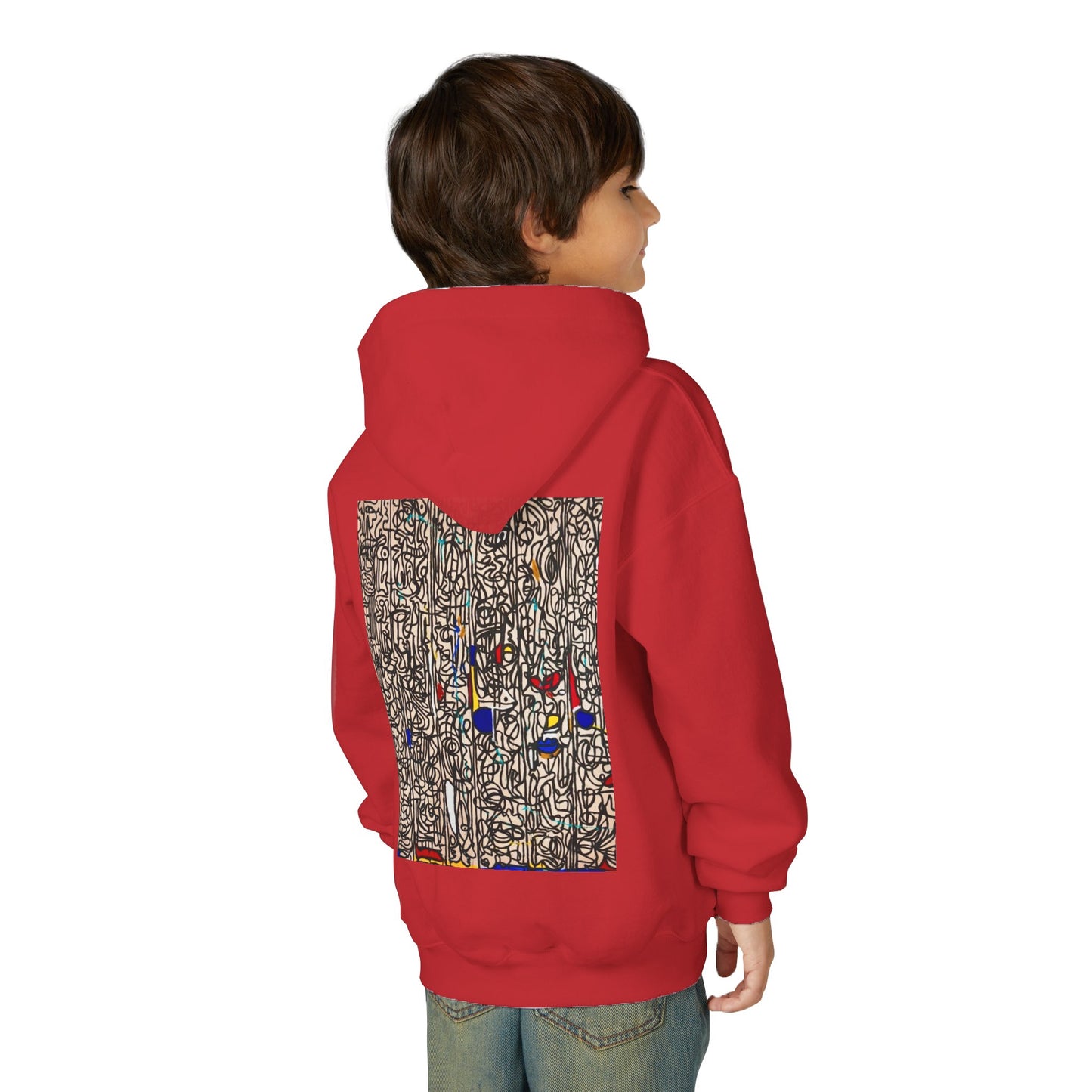 Colorful Abstract Youth Hoodie, Artistic Kids Sweatshirt, Unique Gift for Teens, Trendy Casual Wear, Perfect for Art Lovers, Kids' Fashion