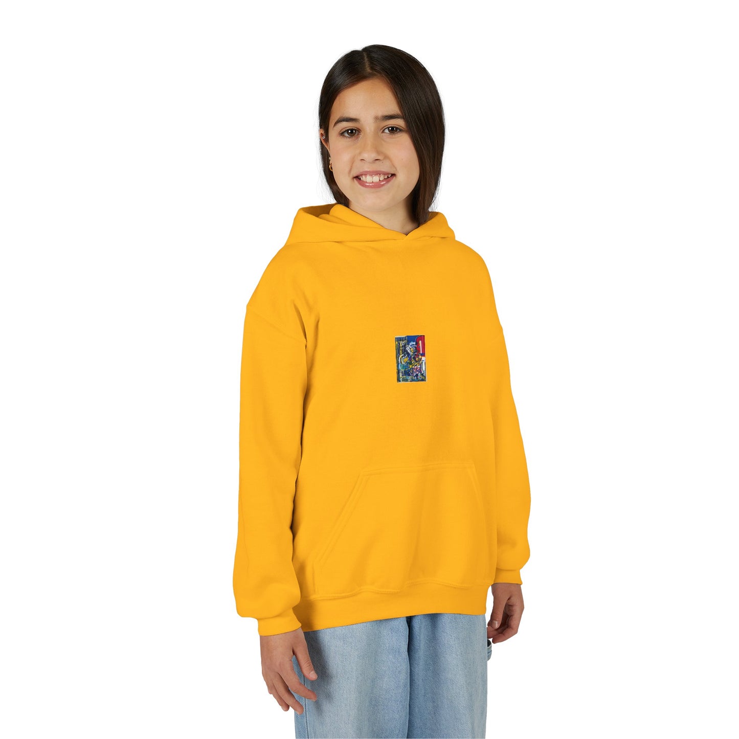 Colorful Youth Hoodie with Artistic Print, Youth Sweatshirt, Trendy Hoodie for Kids, Stylish Hooded Sweatshirt, Gift for Young Artists