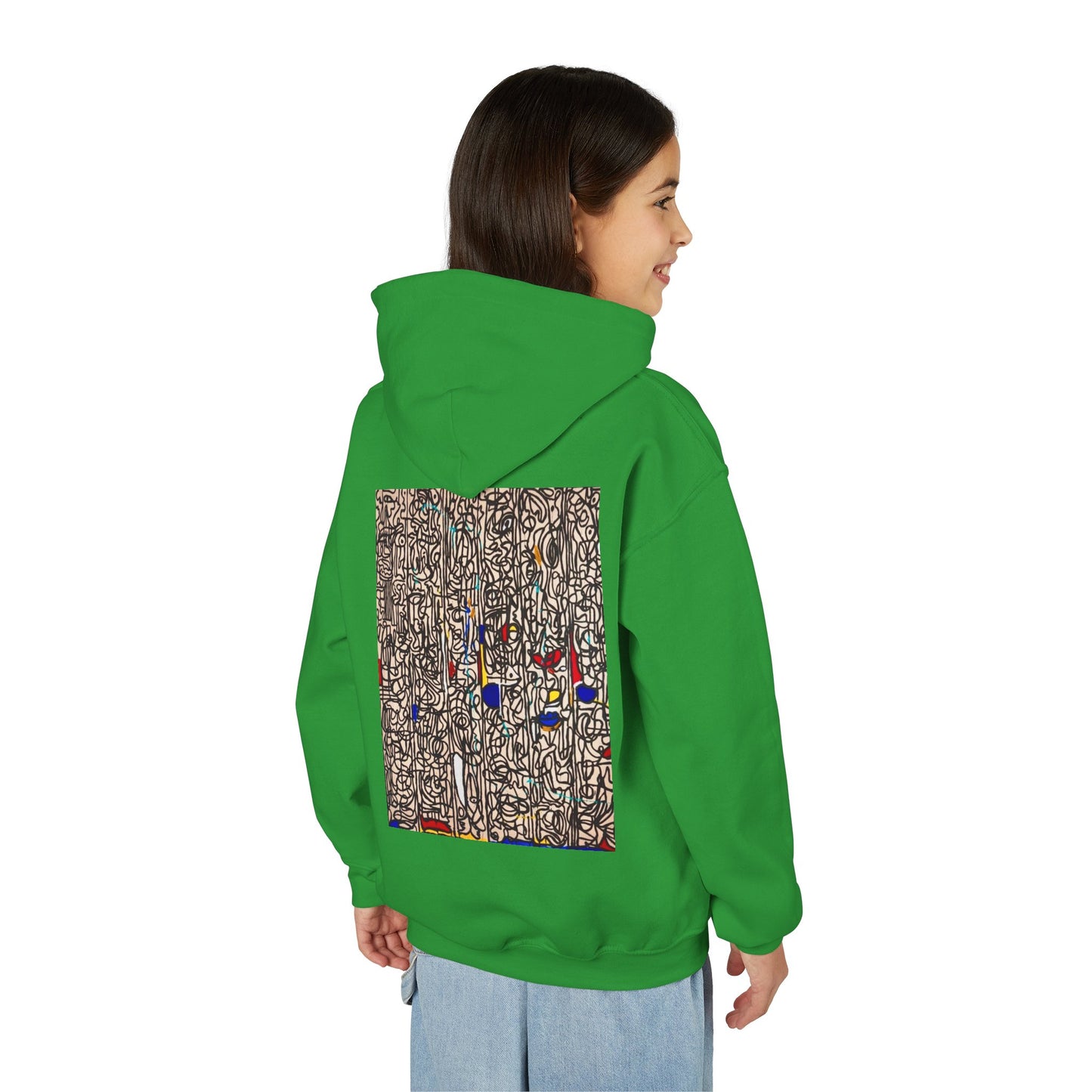 Colorful Abstract Youth Hoodie, Artistic Kids Sweatshirt, Unique Gift for Teens, Trendy Casual Wear, Perfect for Art Lovers, Kids' Fashion