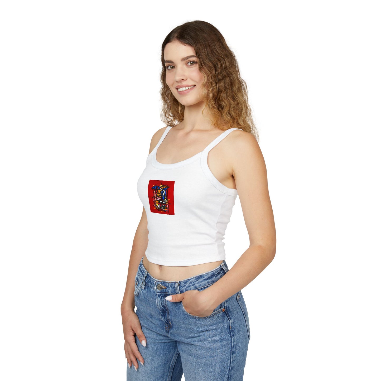 Colorful Art-Inspired Women's Spaghetti Strap Tank Top, Summer Fashion, Festival Wear, Perfect for Casual Outings, Gift for Art [...]