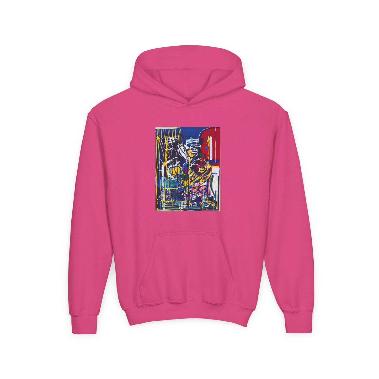 Colorful Youth Hoodie with Artistic Print, Youth Sweatshirt, Trendy Hoodie for Kids, Stylish Hooded Sweatshirt, Gift for Young Artists
