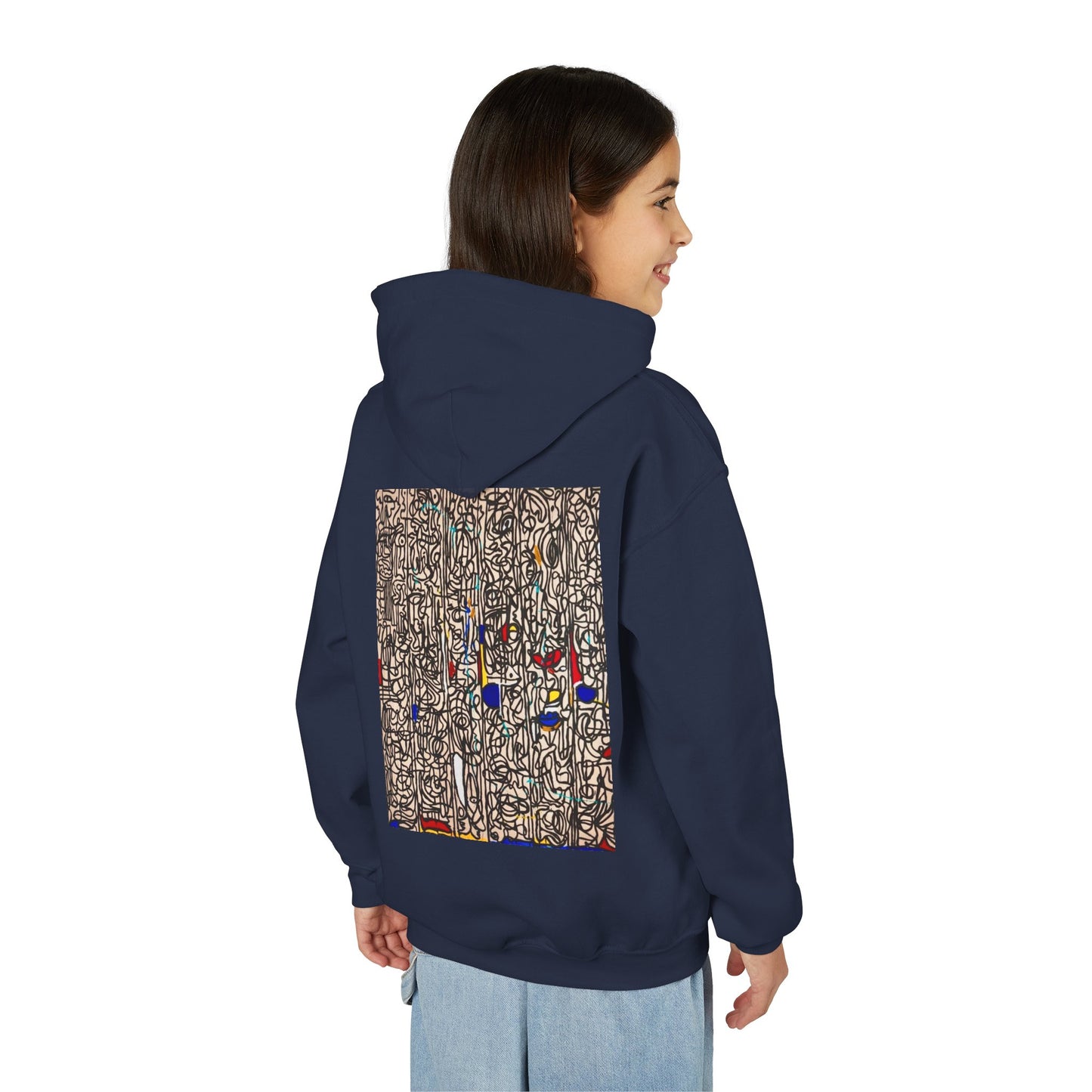 Colorful Abstract Youth Hoodie, Artistic Kids Sweatshirt, Unique Gift for Teens, Trendy Casual Wear, Perfect for Art Lovers, Kids' Fashion