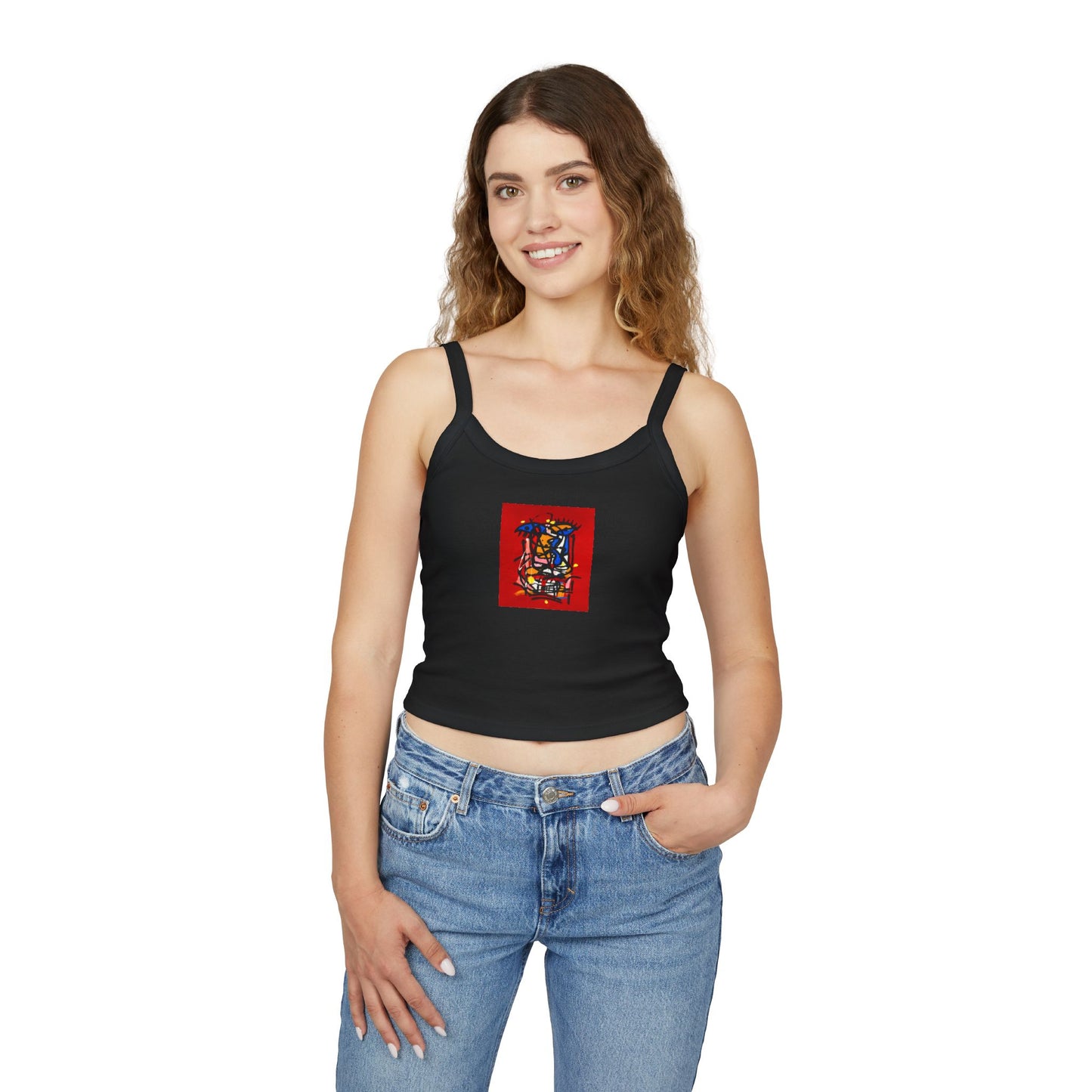 Colorful Art-Inspired Women's Spaghetti Strap Tank Top, Summer Fashion, Festival Wear, Perfect for Casual Outings, Gift for Art [...]