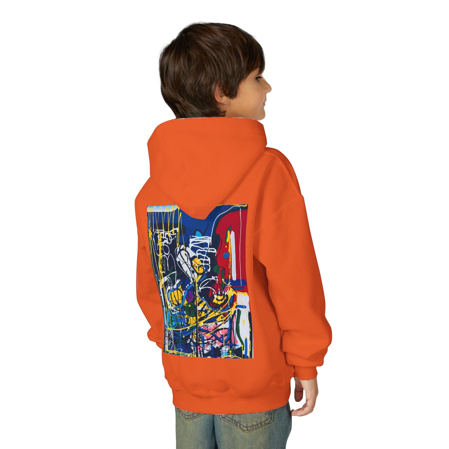 Colorful Youth Hoodie with Artistic Print, Youth Sweatshirt, Trendy Hoodie for Kids, Stylish Hooded Sweatshirt, Gift for Young Artists