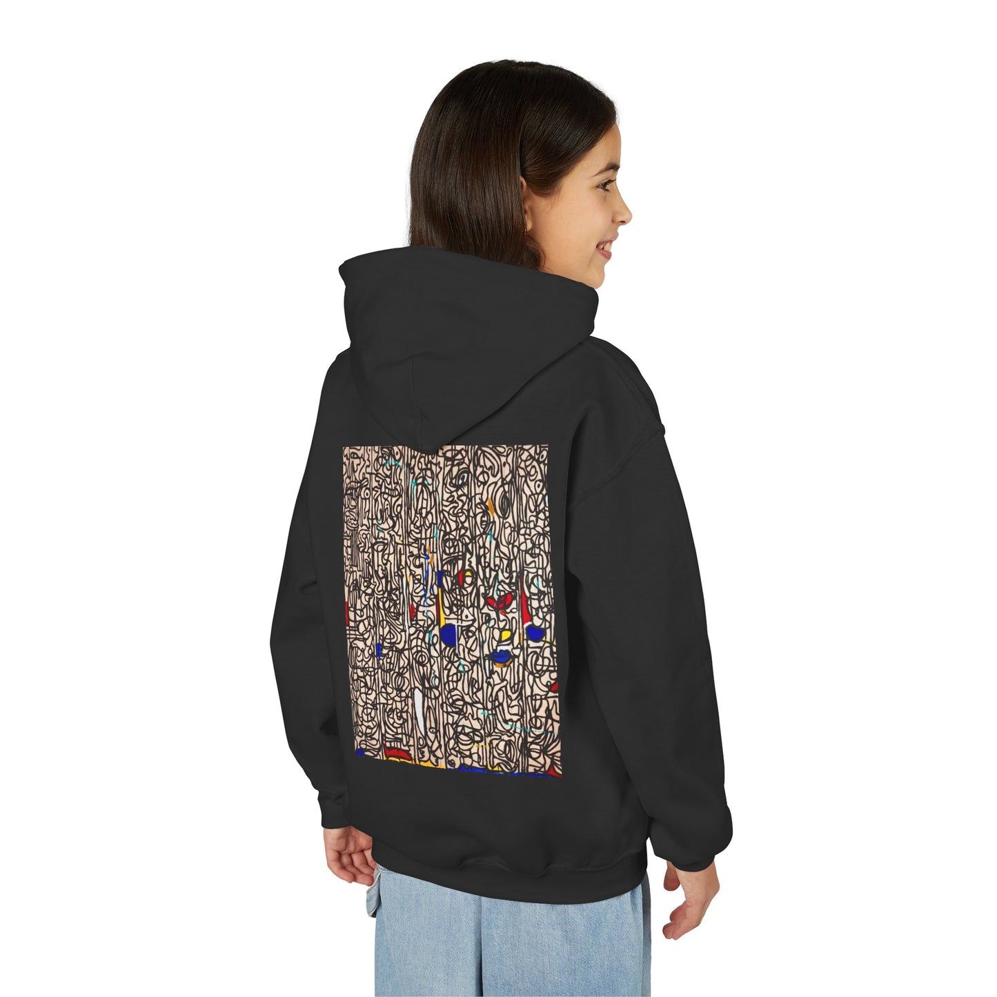 Colorful Abstract Youth Hoodie, Artistic Kids Sweatshirt, Unique Gift for Teens, Trendy Casual Wear, Perfect for Art Lovers, Kids' Fashion