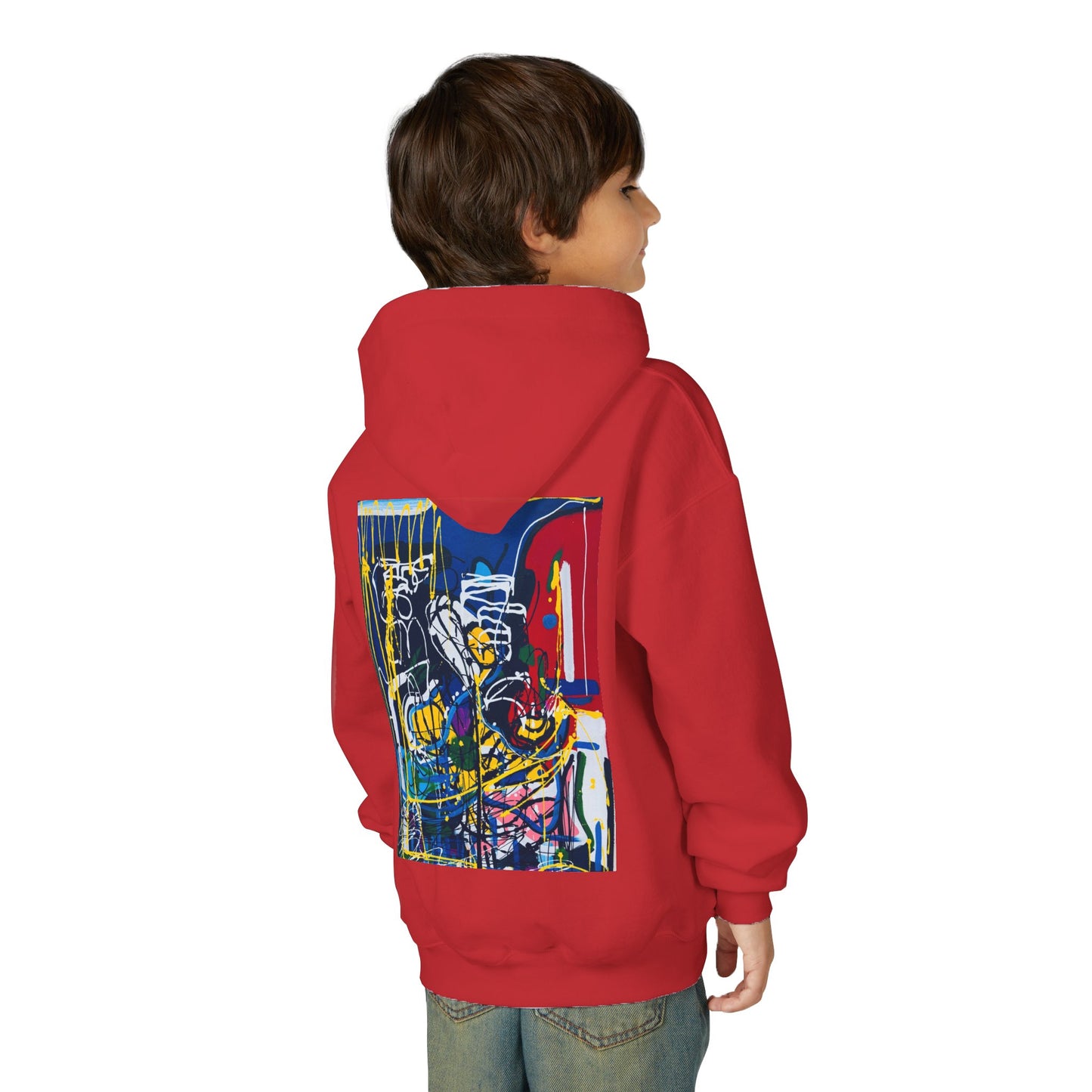 Colorful Youth Hoodie with Artistic Print, Youth Sweatshirt, Trendy Hoodie for Kids, Stylish Hooded Sweatshirt, Gift for Young Artists