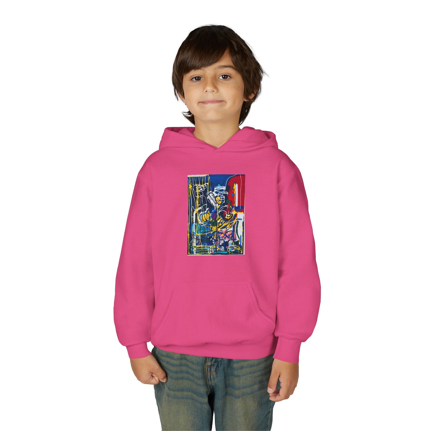 Colorful Youth Hoodie with Artistic Print, Youth Sweatshirt, Trendy Hoodie for Kids, Stylish Hooded Sweatshirt, Gift for Young Artists