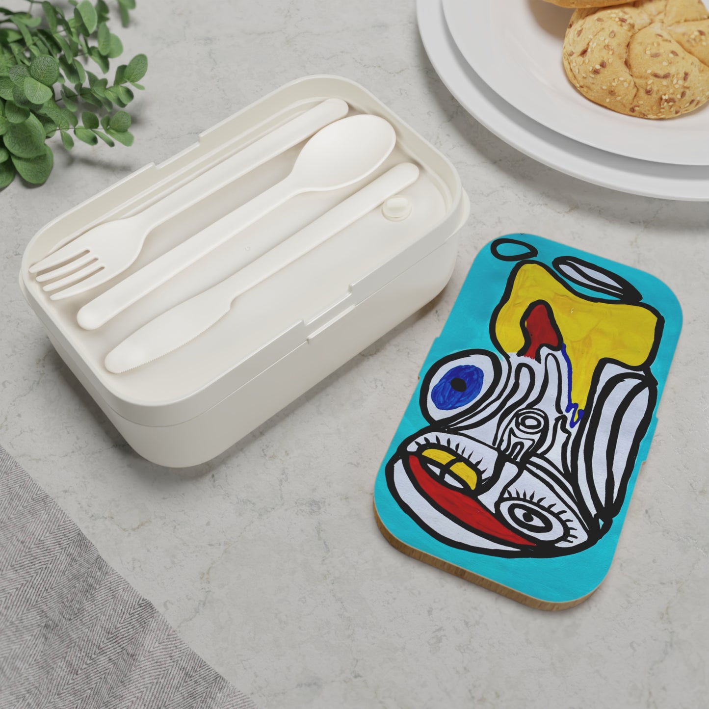 Artistic Bento Lunch Box, Creative Lunch Container, Unique Food Storage, Colorful Meal Prep Box, Gift for Kids and Adults