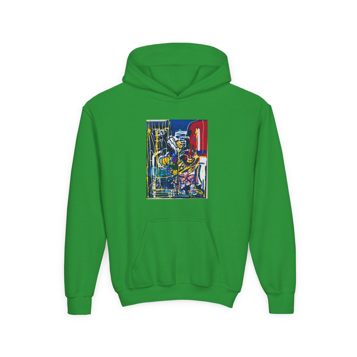 Colorful Youth Hoodie with Artistic Print, Youth Sweatshirt, Trendy Hoodie for Kids, Stylish Hooded Sweatshirt, Gift for Young Artists