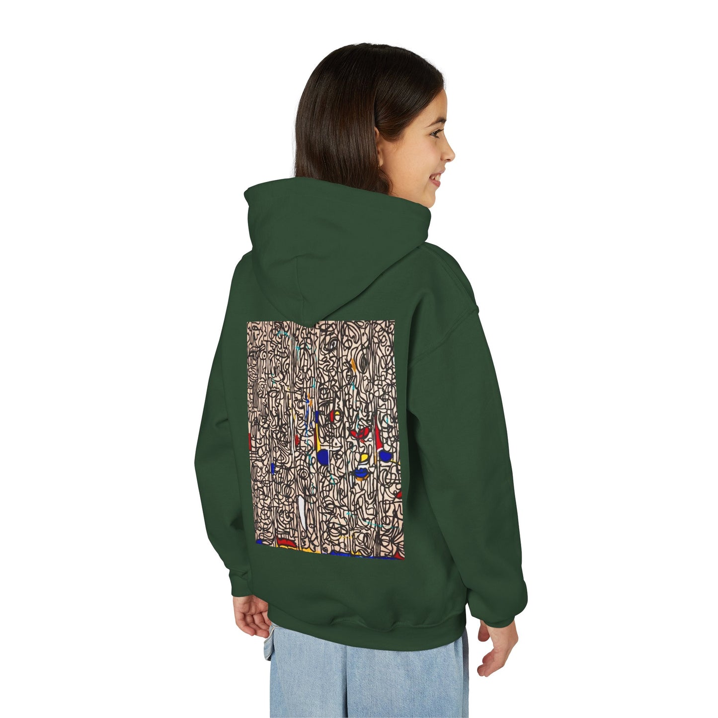 Colorful Abstract Youth Hoodie, Artistic Kids Sweatshirt, Unique Gift for Teens, Trendy Casual Wear, Perfect for Art Lovers, Kids' Fashion