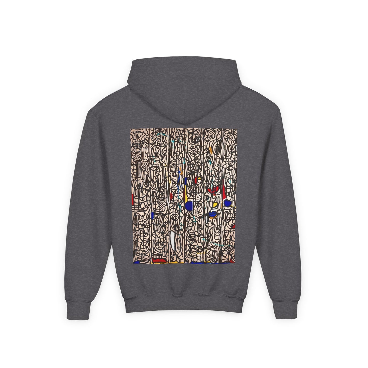 Colorful Abstract Youth Hoodie, Artistic Kids Sweatshirt, Unique Gift for Teens, Trendy Casual Wear, Perfect for Art Lovers, Kids' Fashion