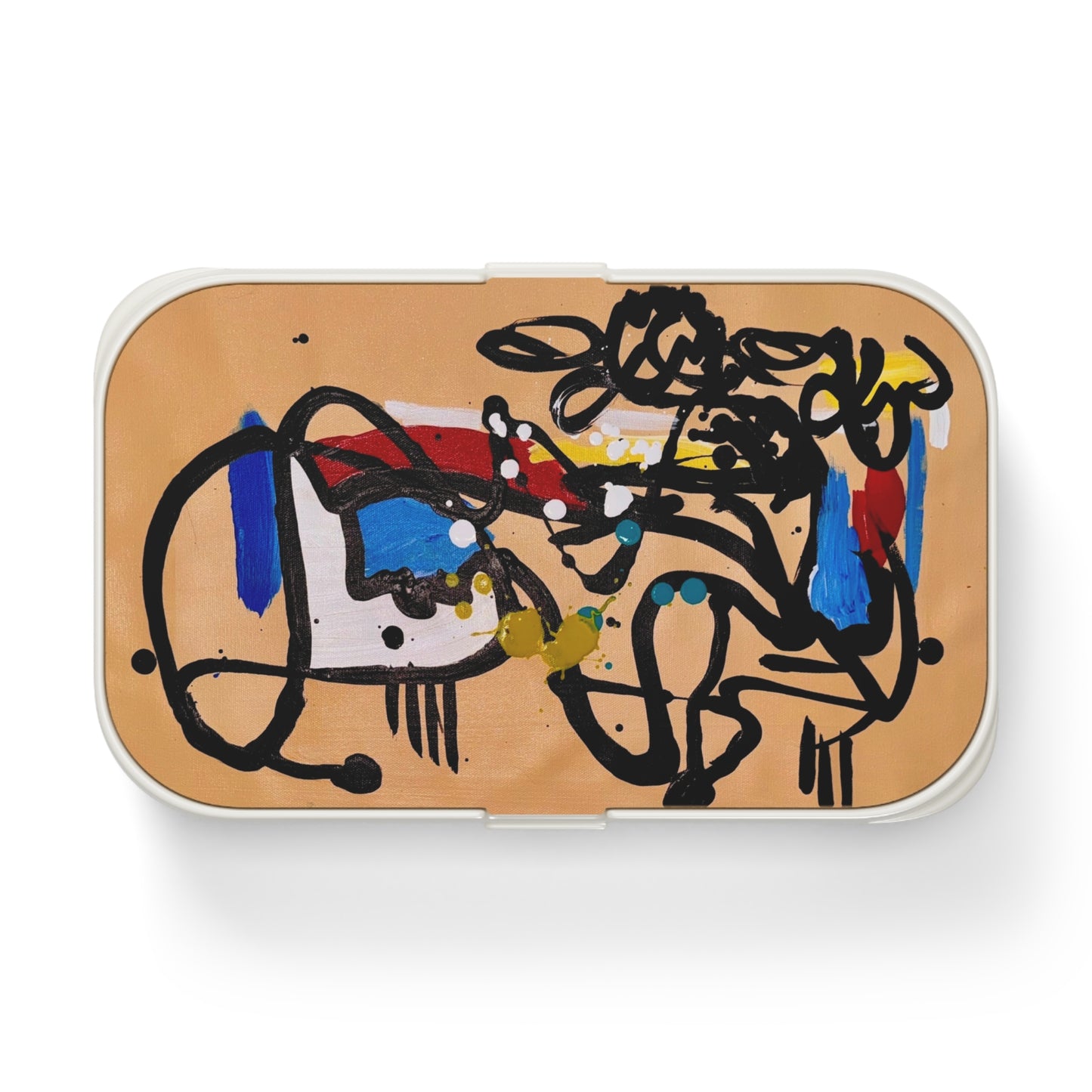 Colorful Bento Lunch Box, Artistic Meal Container, Functional Food Organizer, Unique Gift for Food Lovers, Eco-Friendly Lunchware