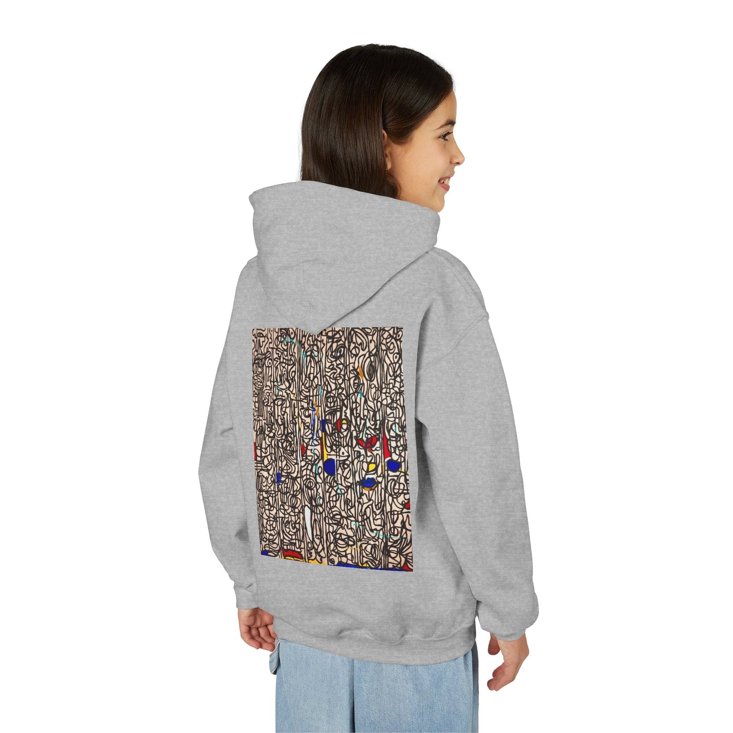Colorful Abstract Youth Hoodie, Artistic Kids Sweatshirt, Unique Gift for Teens, Trendy Casual Wear, Perfect for Art Lovers, Kids' Fashion