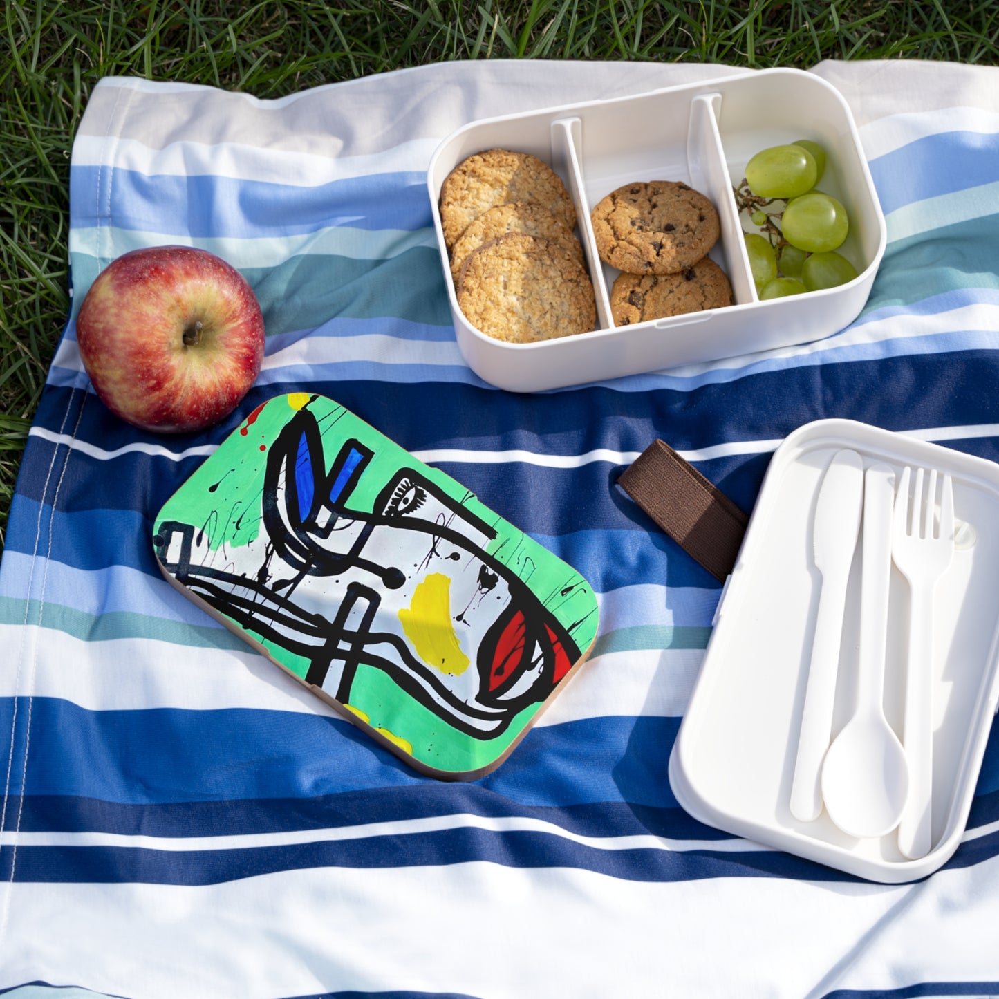 Colorful Artistic Bento Lunch Box, Eco-Friendly Meal Container, Perfect for School, Work, Picnics, and Gifts