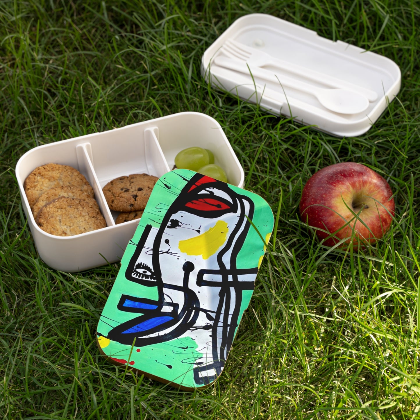 Colorful Artistic Bento Lunch Box, Eco-Friendly Meal Container, Perfect for School, Work, Picnics, and Gifts