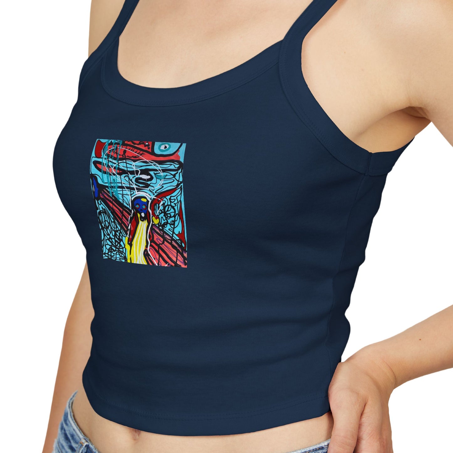 Colorful Art-Inspired Women's Spaghetti Strap Tank Top, Summer Fashion, Festival Wear, Perfect for Casual Outings, Gift for Art [...]