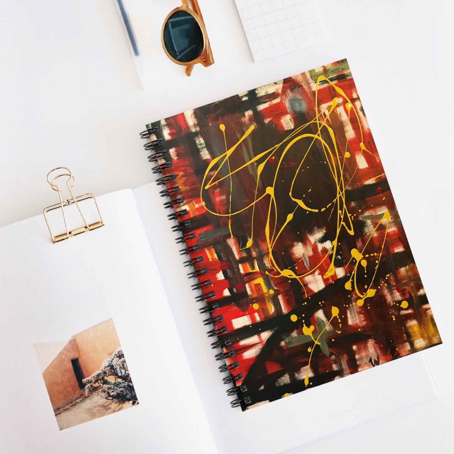 Artistic Spiral Notebook - Ruled Line | Unique Journal for Creative Minds, School Supplies, Gift for Artists, Red Yellow Design, Daily [...]