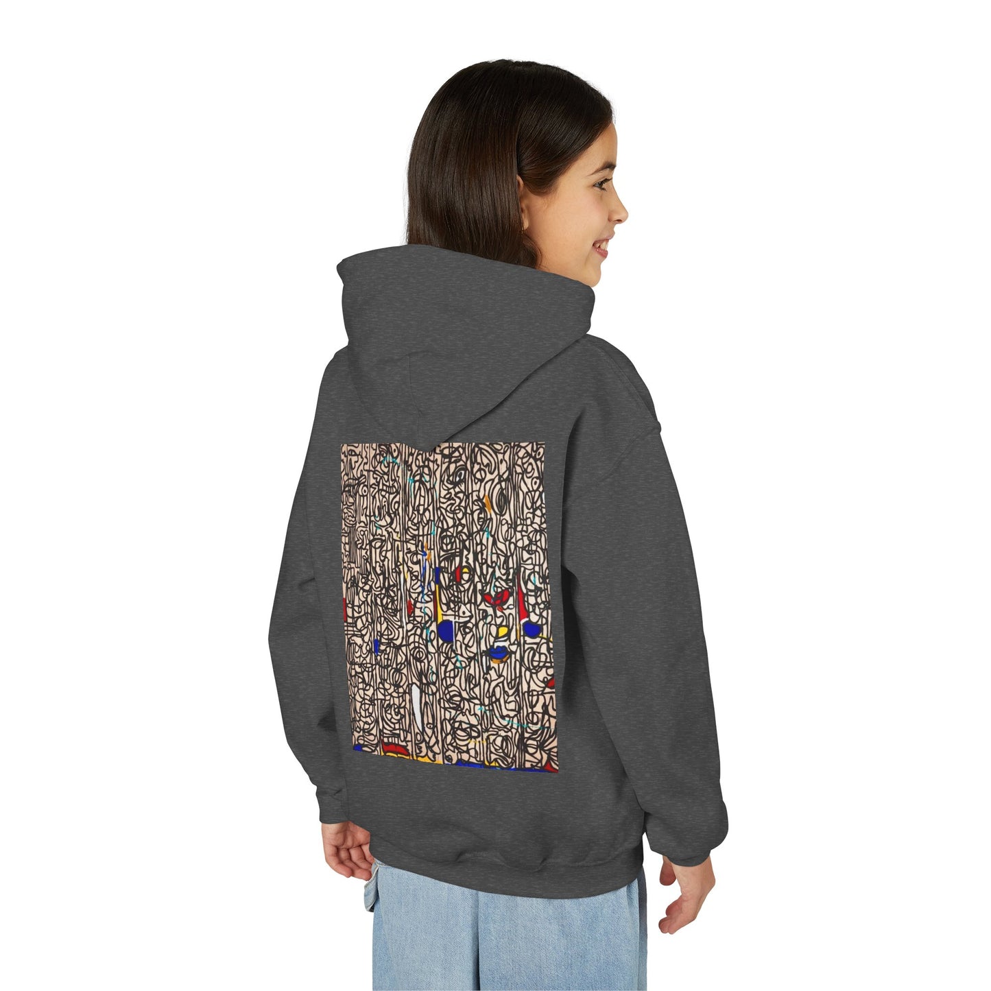 Colorful Abstract Youth Hoodie, Artistic Kids Sweatshirt, Unique Gift for Teens, Trendy Casual Wear, Perfect for Art Lovers, Kids' Fashion