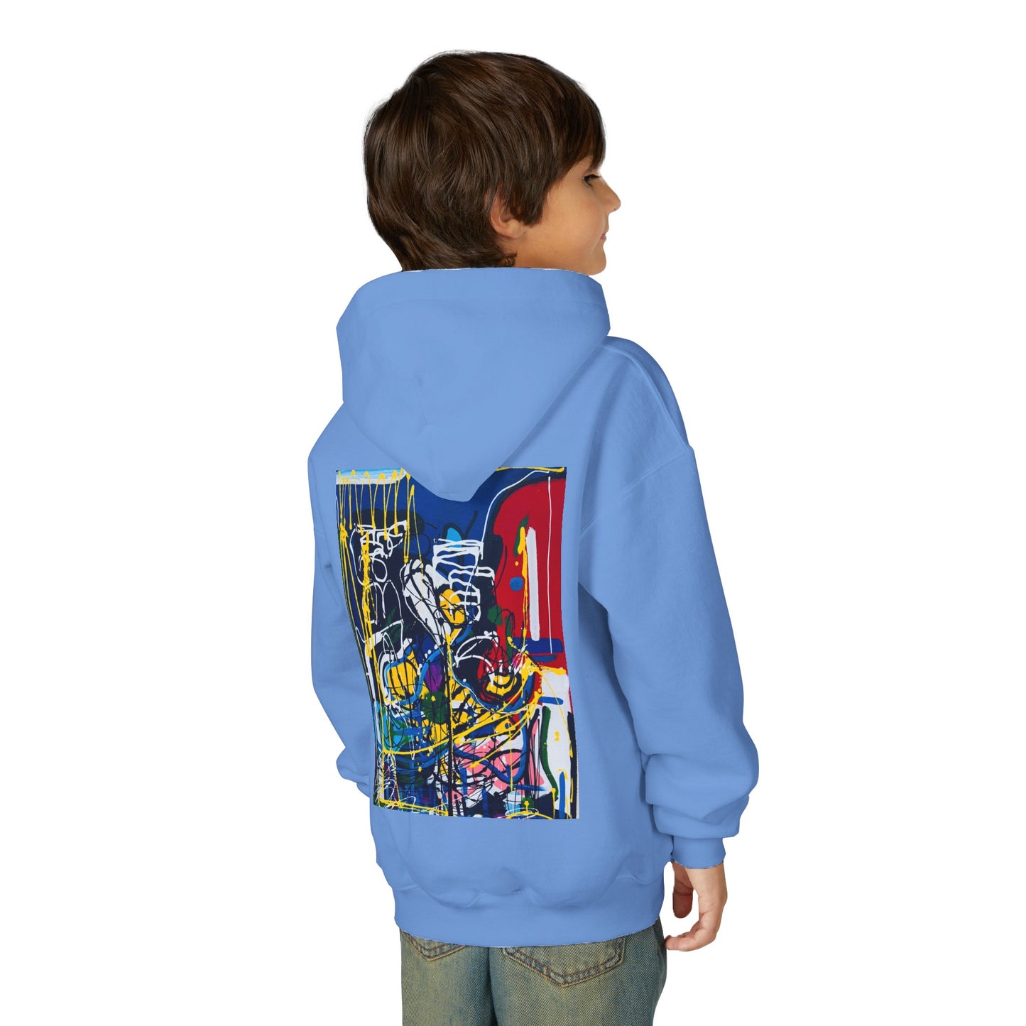 Colorful Youth Hoodie with Artistic Print, Youth Sweatshirt, Trendy Hoodie for Kids, Stylish Hooded Sweatshirt, Gift for Young Artists