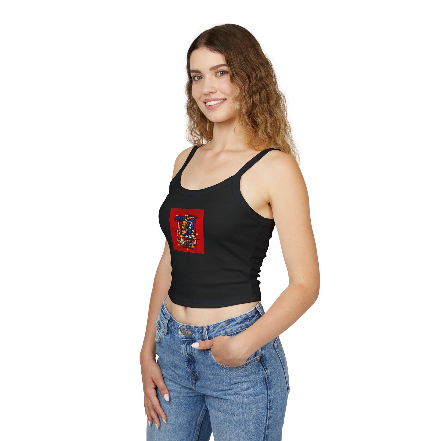 Colorful Art-Inspired Women's Spaghetti Strap Tank Top, Summer Fashion, Festival Wear, Perfect for Casual Outings, Gift for Art [...]