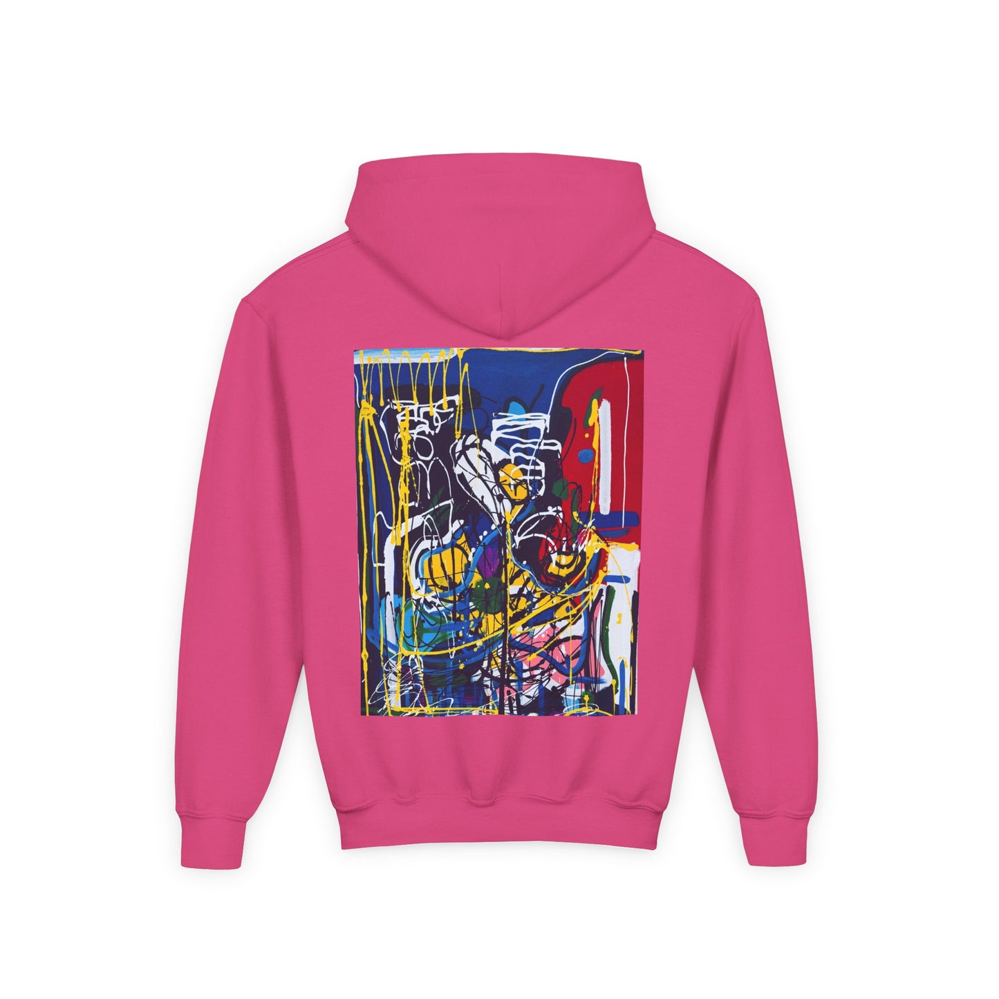 Colorful Youth Hoodie with Artistic Print, Youth Sweatshirt, Trendy Hoodie for Kids, Stylish Hooded Sweatshirt, Gift for Young Artists