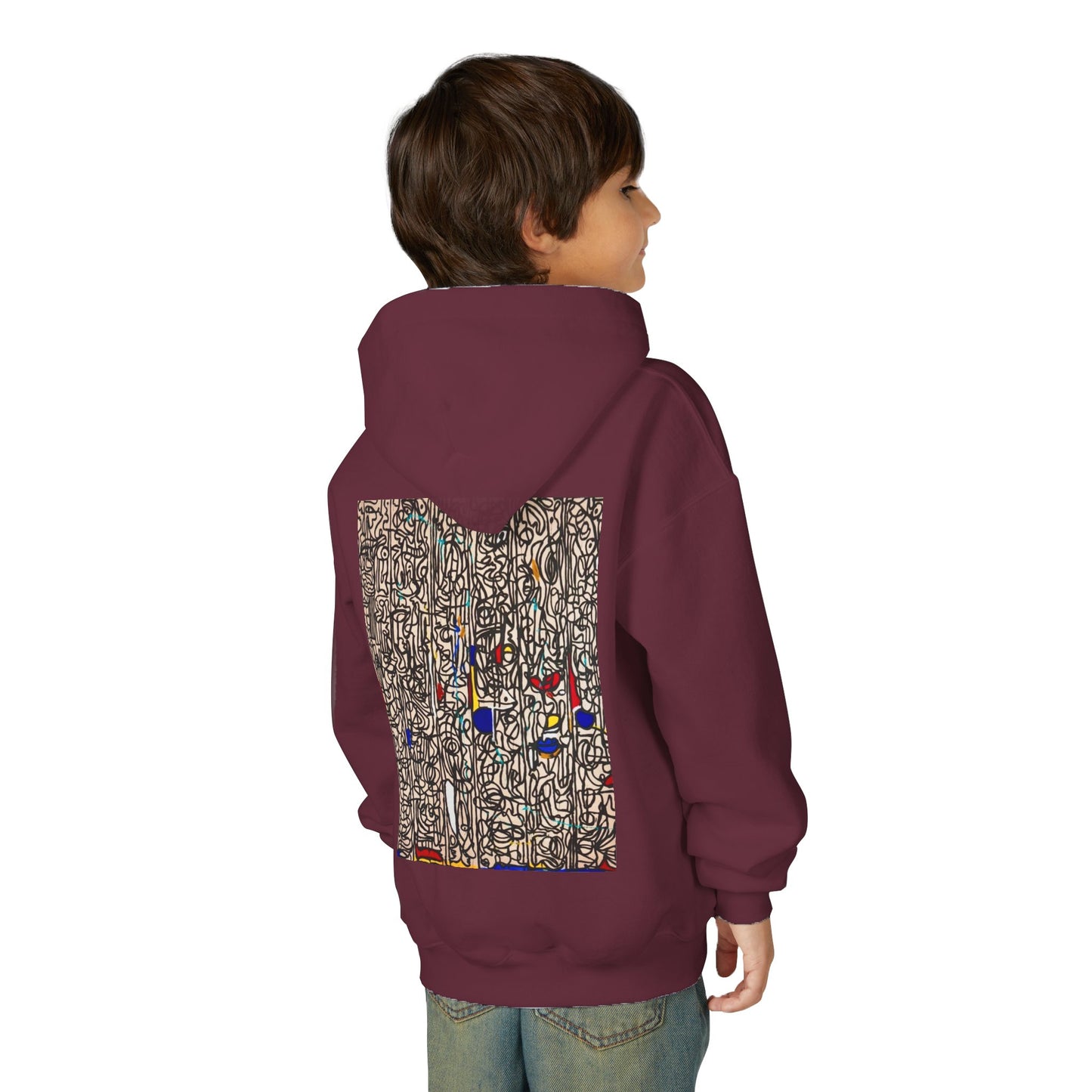 Colorful Abstract Youth Hoodie, Artistic Kids Sweatshirt, Unique Gift for Teens, Trendy Casual Wear, Perfect for Art Lovers, Kids' Fashion